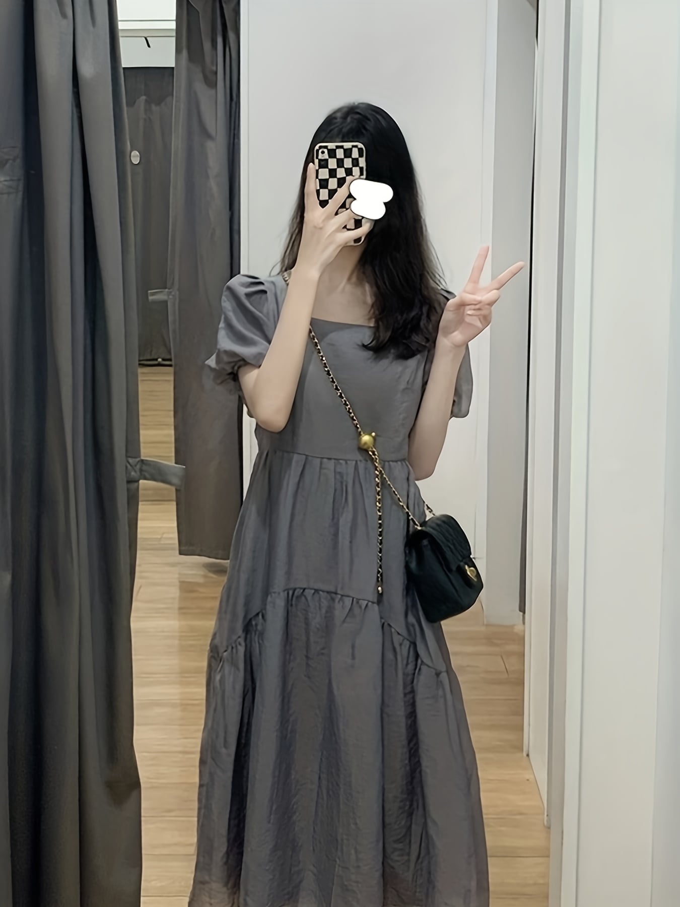 【全店30％OFF引き換え証があり】衣装 ロング衣装 レディース 真四角のど首 ティアード ロング丈 マキシ丈 音の大きさ袖 ふんわり袖 半袖 ミモレ丈 A生産ライン うつり変わり ティアードワンピース たわい無い ゆったり 体型押しかぶせる 着痩せ 細見