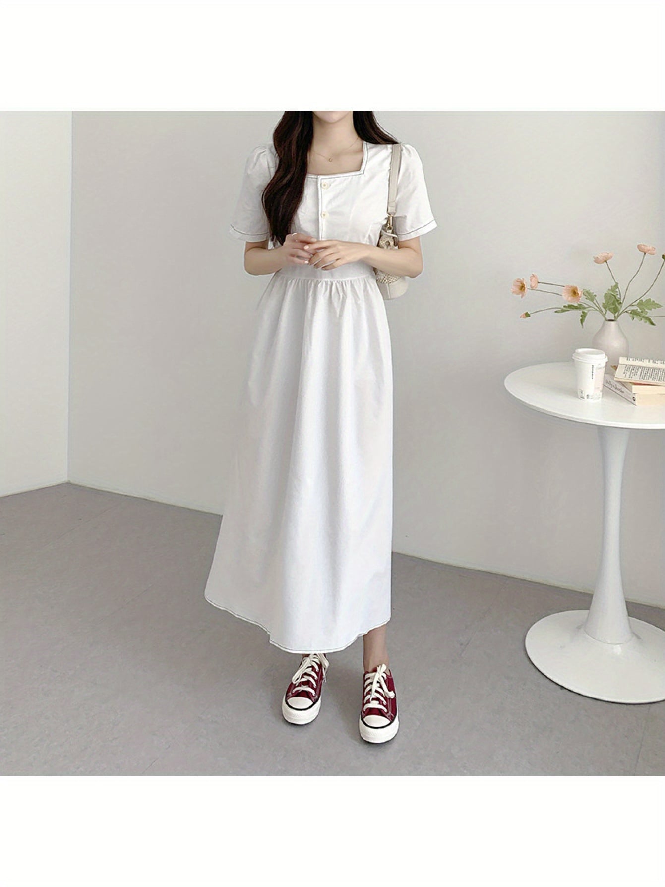 【全店30％OFF引き換え証があり】【真四角のど首】ワンピースロングレディース半袖酉の方角目じるし好いたらしいめ成年者好いたらしいA生産ライン春夏フロントボタンロングワンピースロングワンピミモレ丈マキシワンピ体型押しかぶせる着痩せ細見え割れ易い押し出し二の腕押しかぶせる脚長成り行き執務室通い