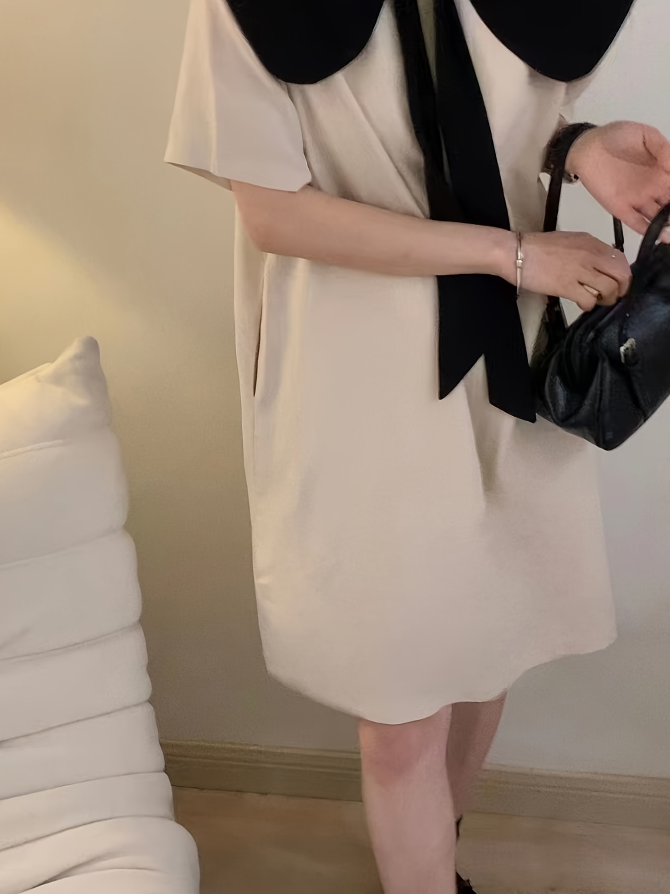 【全店30％OFF引き換え証があり】【成年者好いたらしい】衣装 レディース 夏 半袖 膝丈 ビッグ色合い 乗り組み員色合い 襟付き添い人 シュロの葉 バイ色合い 色彩設計 ゆったり 体型押しかぶせる 着痩せ 細押し出し 二の腕押しかぶせる 好いたらしいめ 韓国風 洗える シワになりにくい 涼