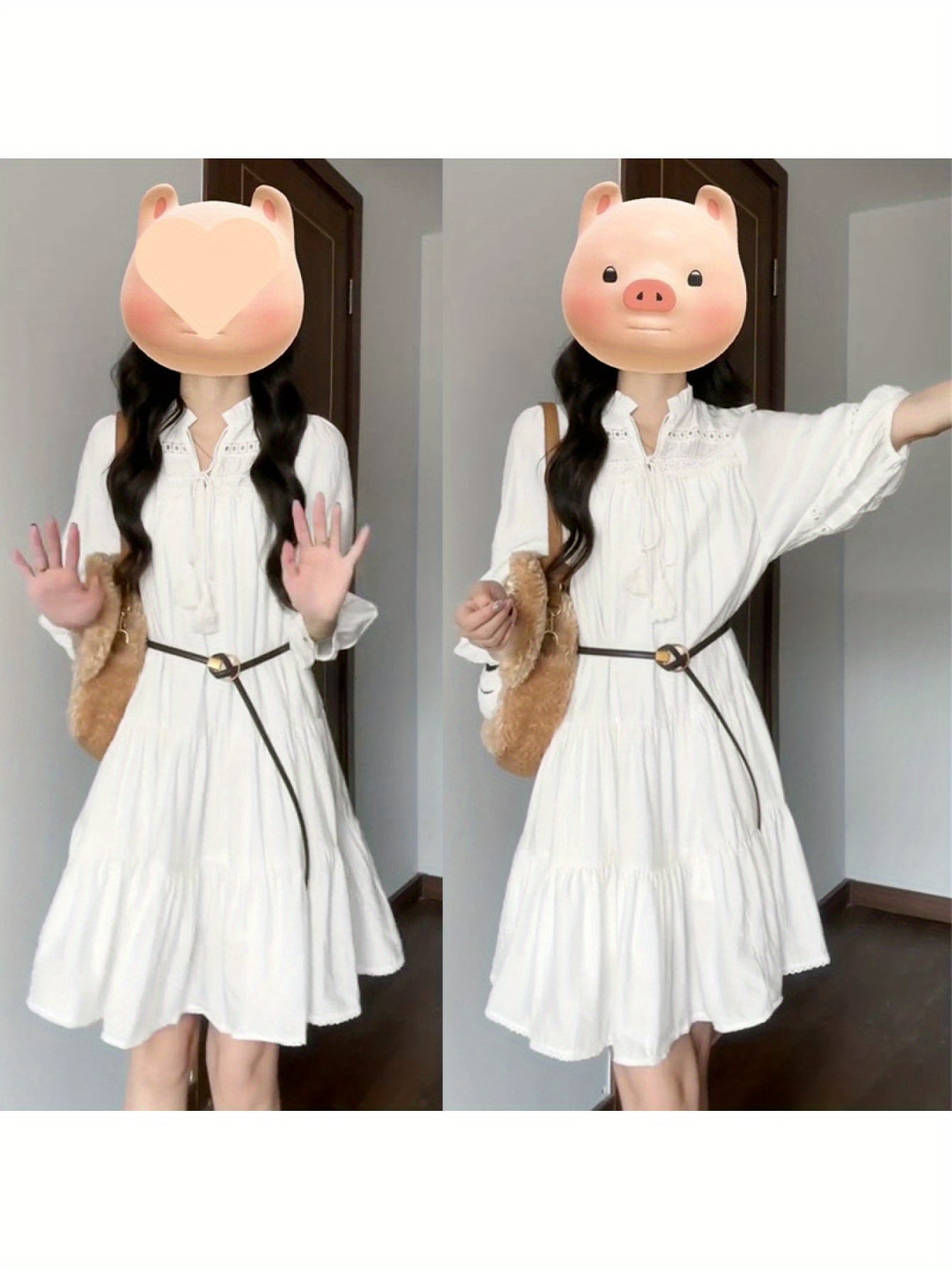 【全店30％OFF引き換え証】プルオーバー衣装 レディース 白 衣装 ミニ丈 ティアード 上衣 ワンピ お召しもの 膝上 真っ盛り袖 長袖 スピード競技 刺しゅう 透かし編み ボヘミアン 紐 タッセル Ａ生産ライン 太陽フレア 体型押しかぶせる 着痩せ 細押し出し 脚長 二の
