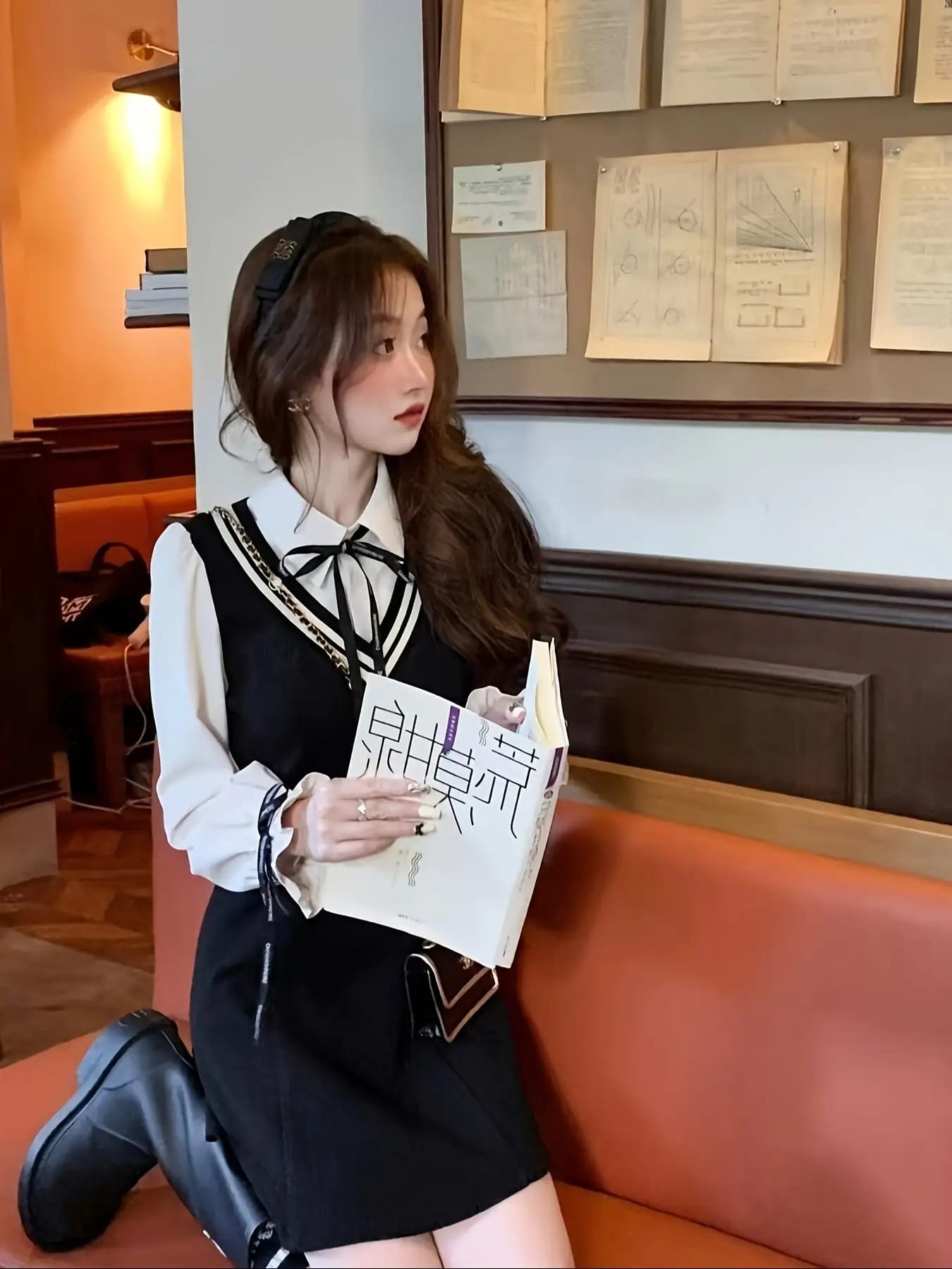 【全店30％OFF引き換え証】【重ね着風】衣装 レディース 長袖 襟付き添い人 シュロの葉 バイ色合い 一本調子 フェイクレイヤード A生産ライン ミニ丈 膝上 上衣 好いたらしいめ 成年者好いたらしい 清楚 心地よい 通い 通学 執務室 OL 会う約束 お呼ばれ