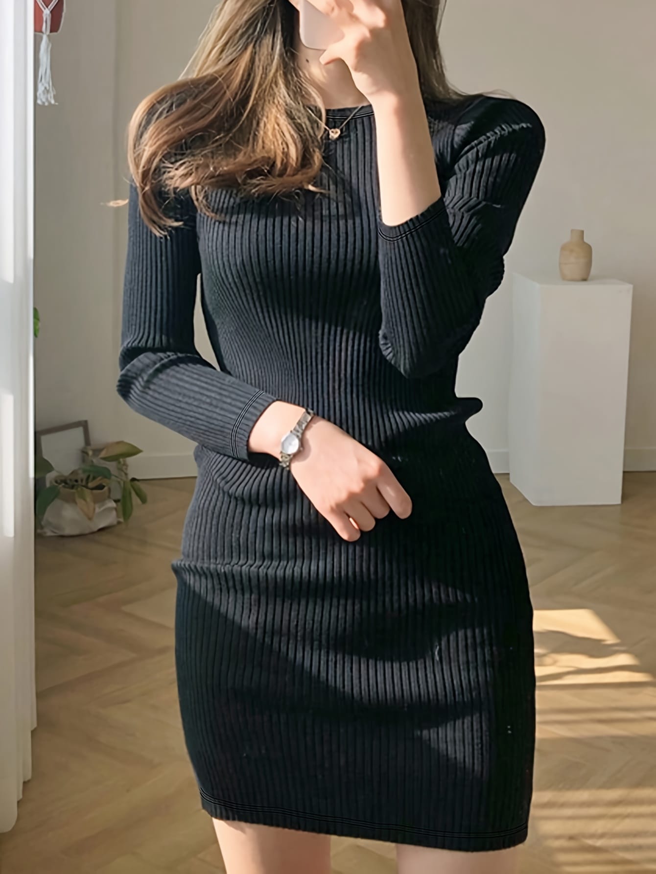 【全店30％OFF引き換え証】【美生産ライン】 編み物衣装 レディース リブニット きつい 衣装 長袖 膝丈 ミニ丈 労働者の一団のど首 ラウンドのど首 か細い 填まる 好いたらしいめ 成年者好いたらしい 艶っぽい 着痩せ 細押し出し 体型押しかぶせる 伸縮性 伸ばすこと
