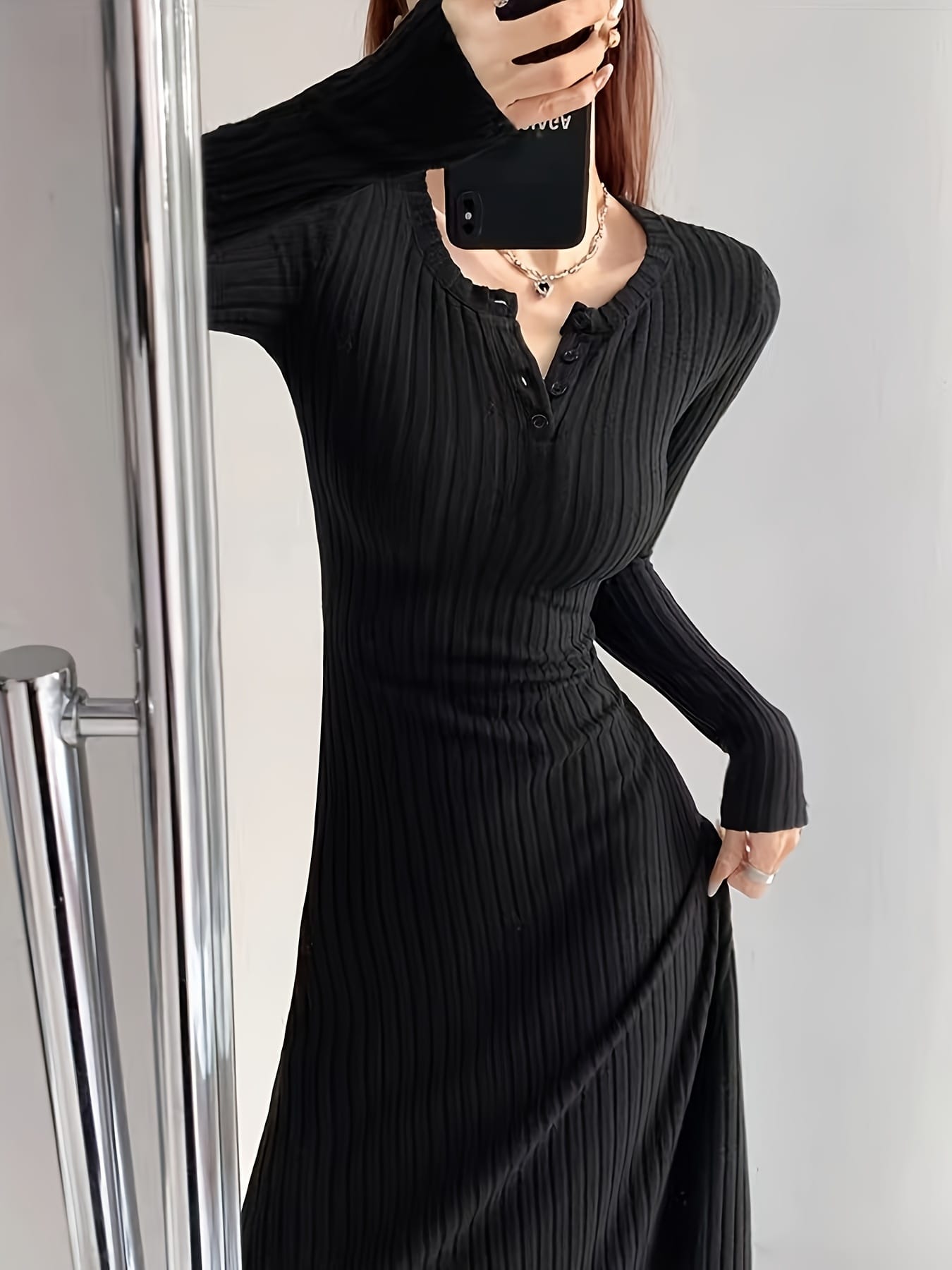 【全店30％OFFクーポン券】【ヘンリー素っ首】 編み物衣装 ロング きつい リブニット 衣装 レディース 秋冬 長袖 好いたらしいめ 心地好い マキシ衣装 膝下 縦伝達ルート 着痩せ 細押し出し 伸縮 伸ばすこと パステル色の 無地 分かりやすい オフ