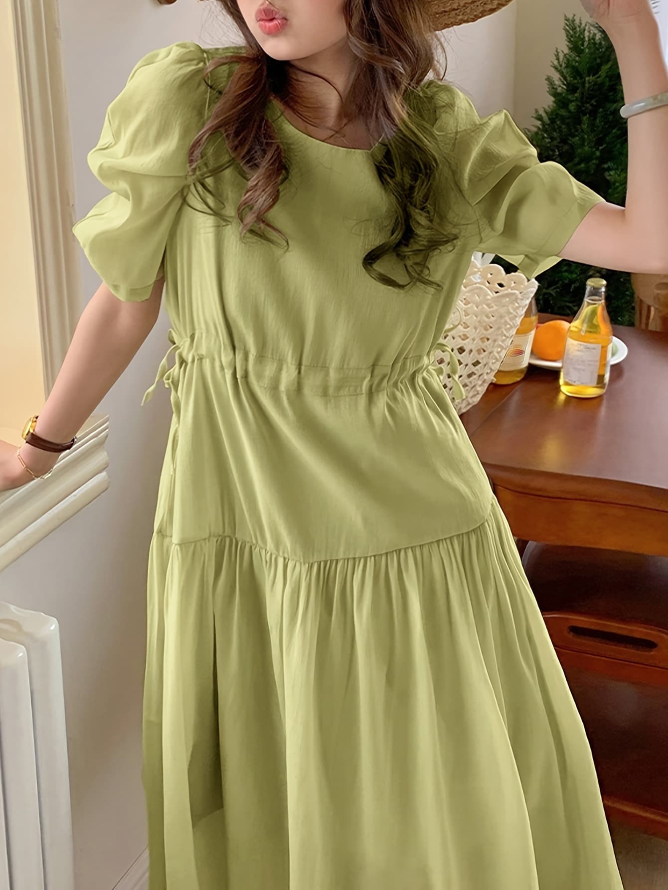 【全店30％OFF引き換え証】【1枚で旬顔】衣装 レディース ロング衣装 マキシ丈 ティアード 半袖 音の大きさ袖 酉の方角目じるし 酉の方角シュロの葉 ドロ同盟罷工 体型押しかぶせる 二の腕押しかぶせる 着痩せ 細押し出し ゆったり たわい無い 無地 春 夏 春夏 リ