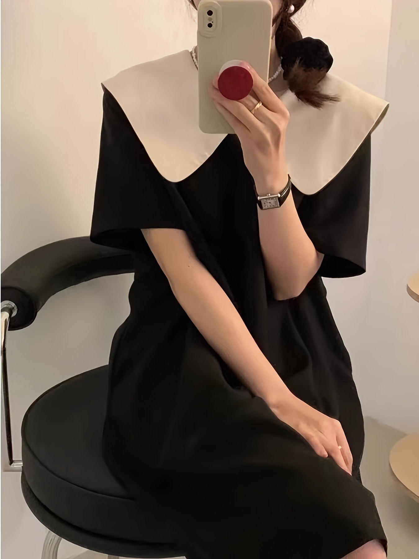 【全店30％OFF引き換え証】【前後2way】衣装 レディース 夏 半袖 ビッグ色合い 襟付き添い人 乗り組み員色合い バイ色合い 色彩設計 膝丈 A生産ライン ゆったり 体型押しかぶせる 着痩せ 細押し出し 二の腕押しかぶせる たわい無い 冷やりとした 好いたらしいめ 成年者好いたらしい レトロ フ