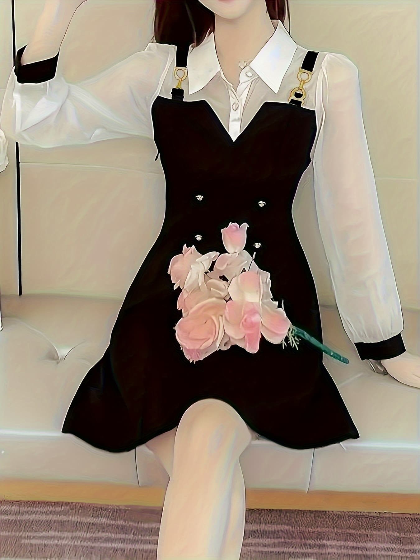 【全店30％OFF引き換え証】【成年者好いたらしい】 衣装 レディース 長袖 襟付き添い人 重ね着風 縛衣装 うつり変わり 膝丈 A生産ライン チェーン店 飾りつけ名取り草 体型押しかぶせる 着痩せ 細押し出し 清楚 好いたらしいめ 女子らしい 通い 執務室 OL 御役目 デー