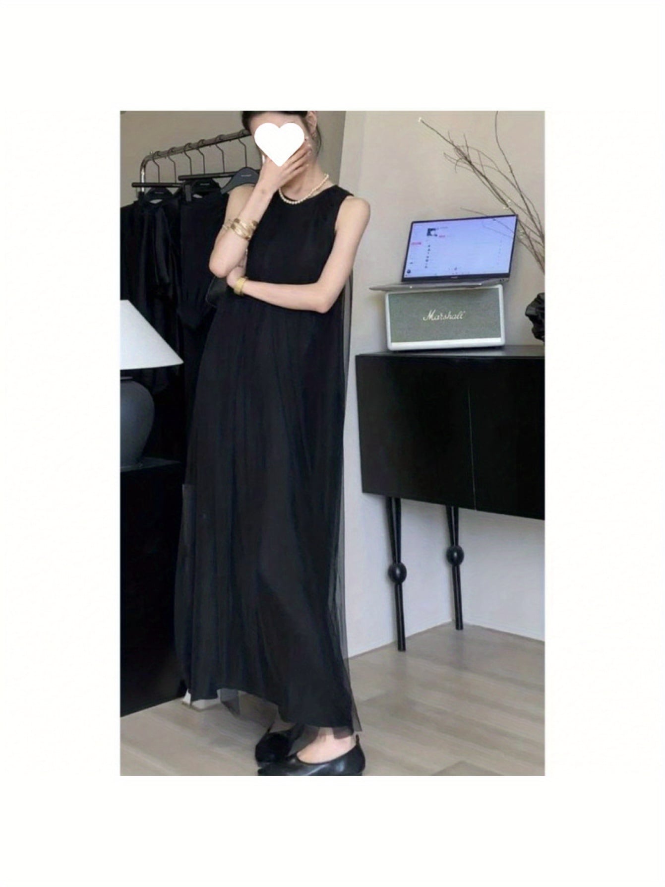 【全店通用25％OFFクーポン】【シアチュール】ワンピース ロング レディース ノースリーブ マキシ丈 クルーネック メッシュ 重ね着 シアー Aライン ゆったり 体型カバー 着痩せ 細見え 涼しい 軽い 無地 黒 ブラック 大人可愛い きれいめ モ｜大森麗萱