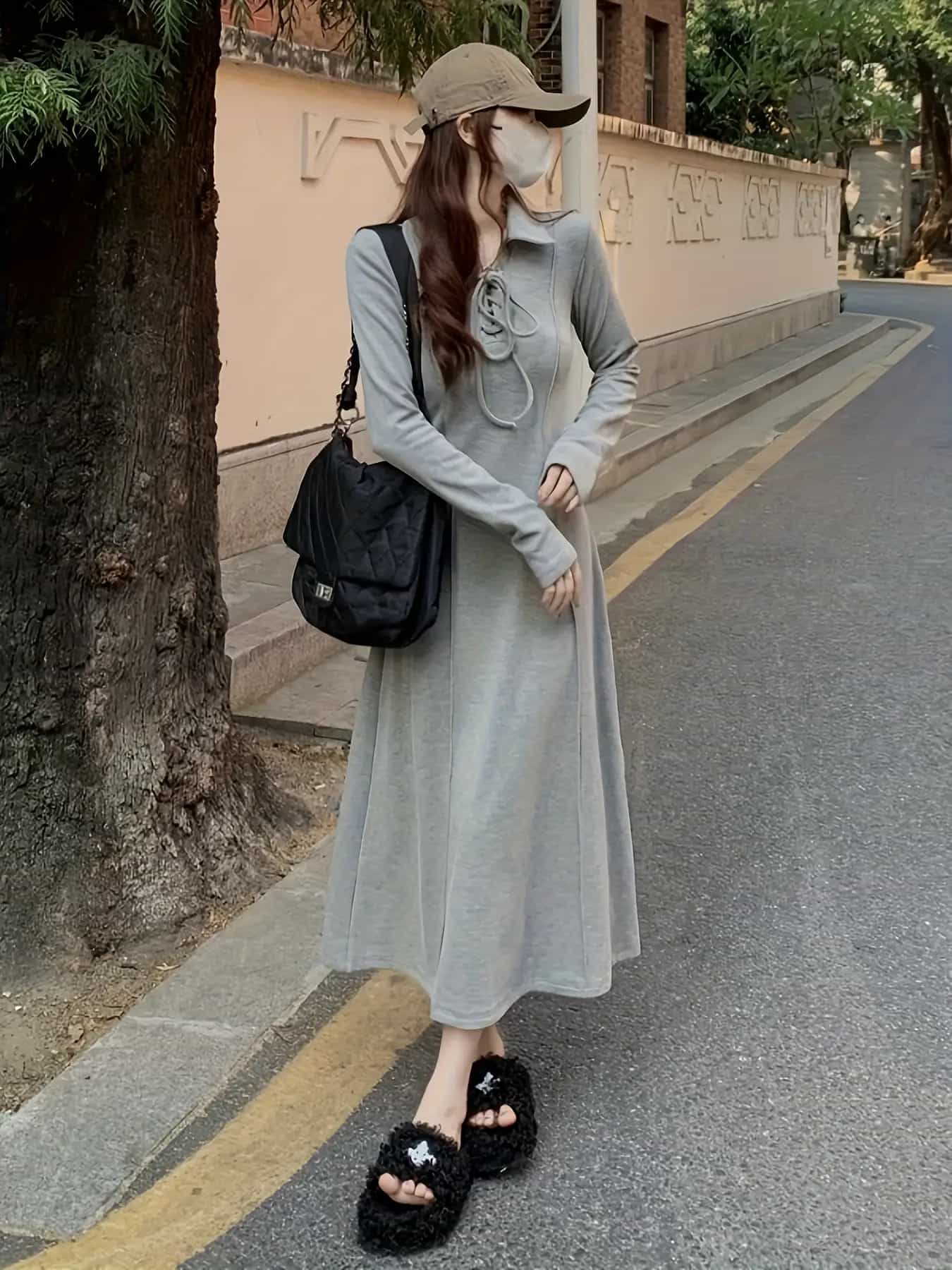 【全店30％OFF引き換え証】【ポロ襟】編み物衣装 ロング マキシ丈 レディース 長袖 スポーツシャツ衣装 スピンドル スピード競技引きあげる A生産ライン 体型押しかぶせる 着痩せ 細押し出し 二の腕押しかぶせる ニットソー 伸ばすこと 伸縮性 汗水風 薄墨色 通い