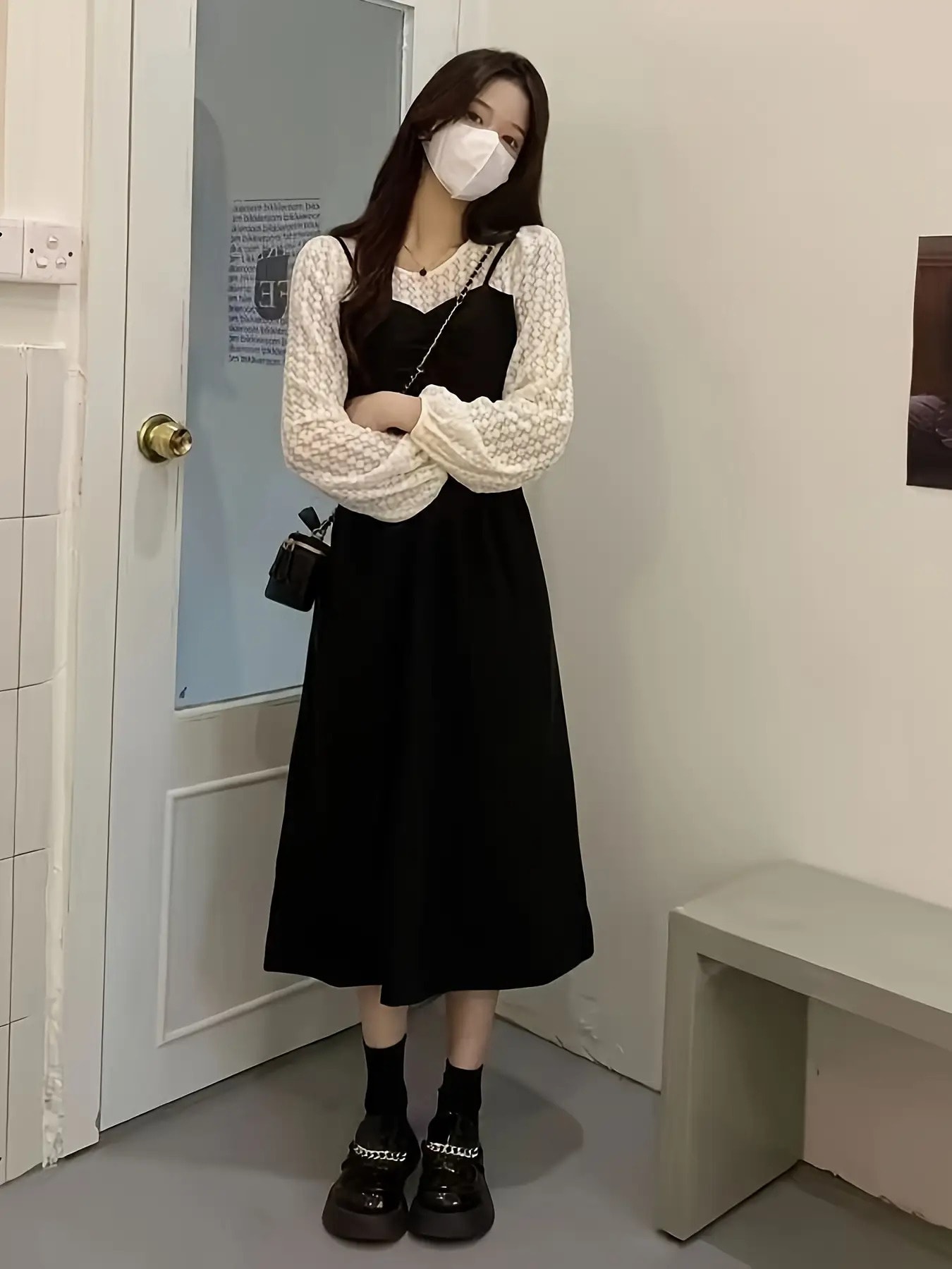 【全店30％OFF引き換え証】【花の冠yd風】 衣装 レディース ロング衣装 スピード競技袖 うつり変わり 重ね着風 フェイクレイヤード Ａ生産ライン 御機嫌酉の方角 膝下 ミモレ丈 長袖 音の大きさ袖 体型押しかぶせる 細押し出し 着痩せ 気が大きい大きさ ぽっ自転車