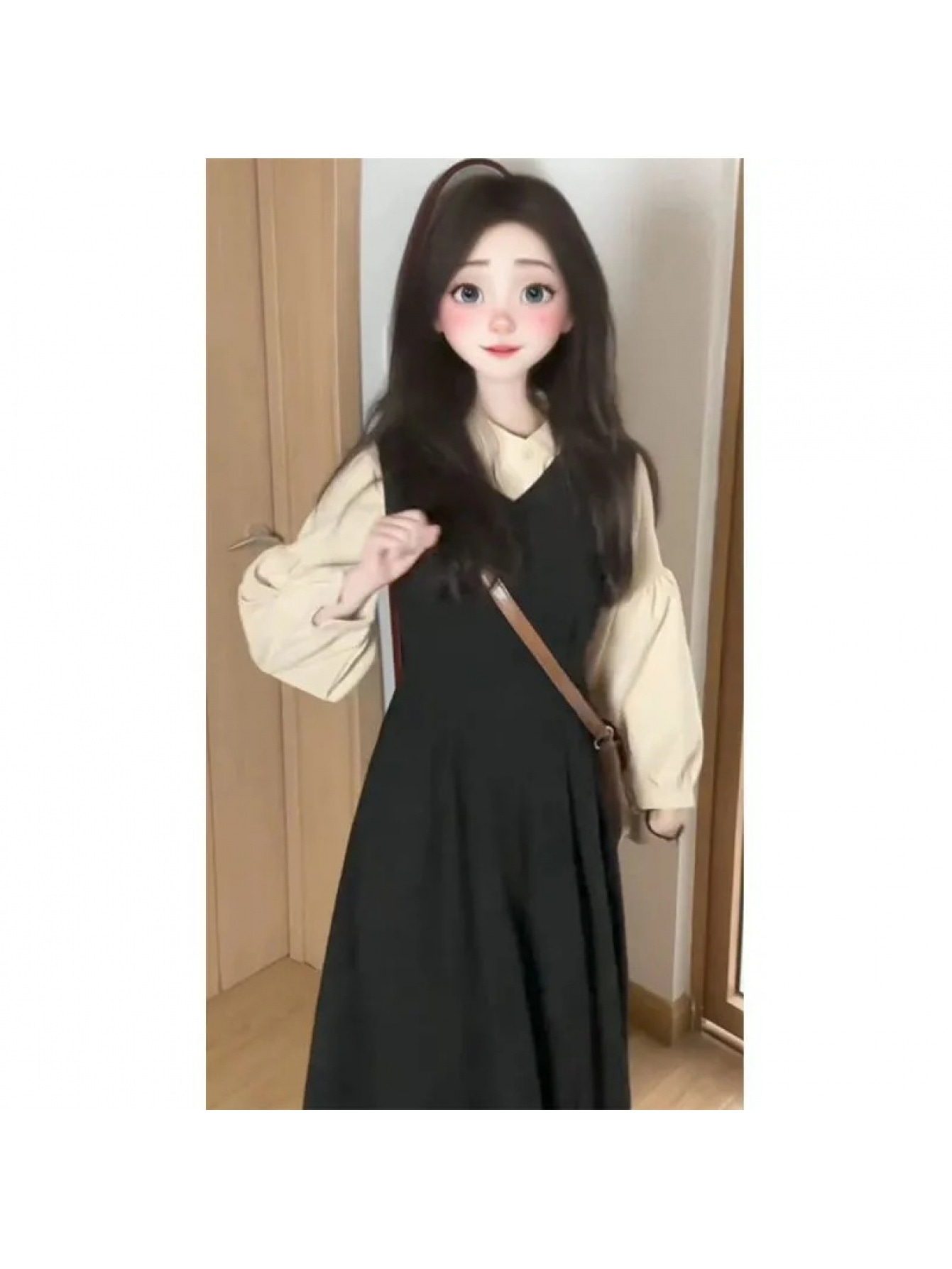 【全店30％OFF引き換え証】【2点仕掛ける】前掛けスコート セットアップ レディース 衣装 トップ 2点 仕掛ける Vのど首 ジャンスカ サロペットスカート ロング丈 ミモレ丈 音の大きさ袖 ぽわん袖 軽気球捩り プルオーバー 長袖 トップス