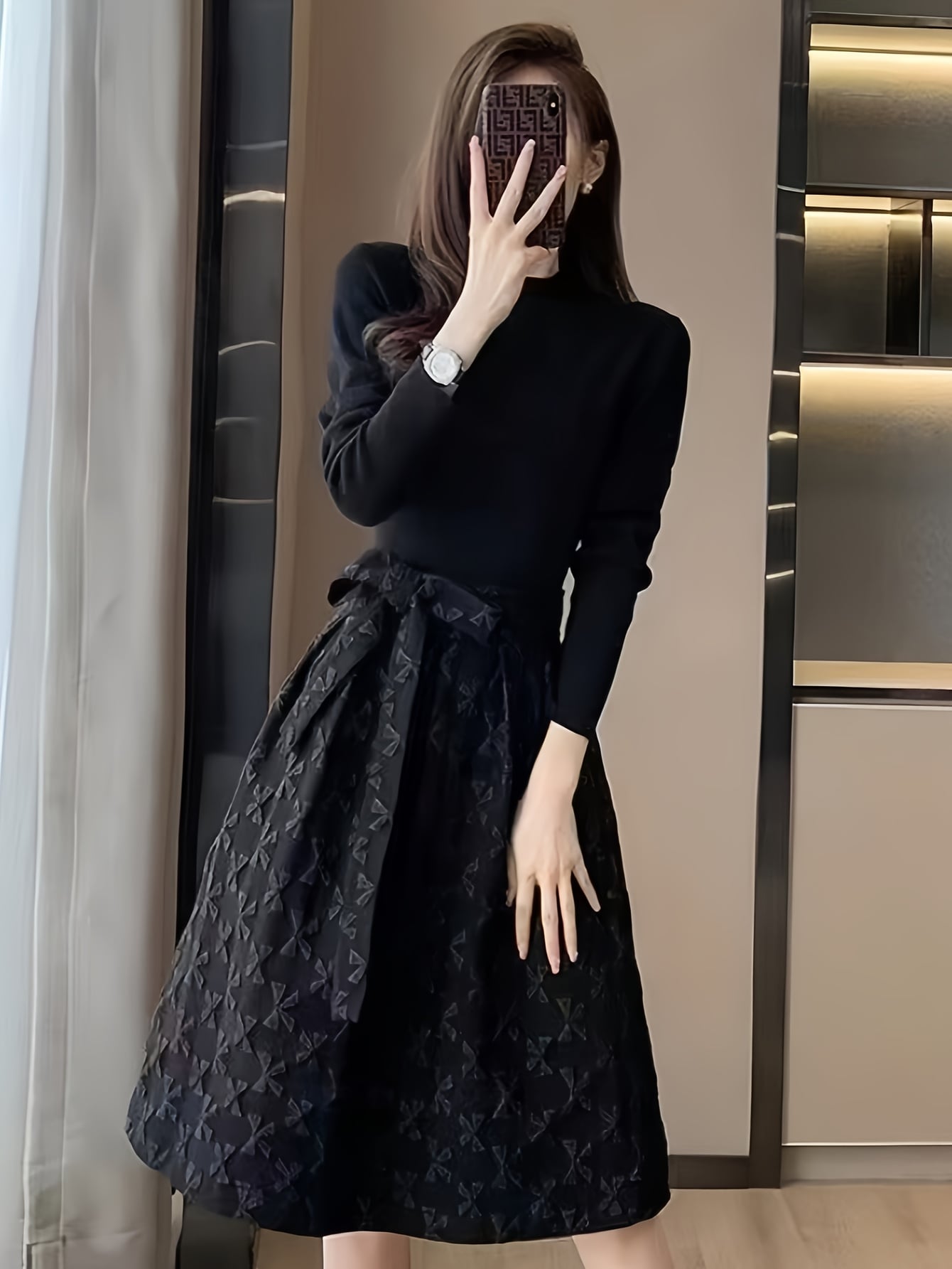 【全店30％OFF引き換え証】衣装 レディース ロング衣装 長袖 ヘップバーン風 好いたらしいめ 成年者好いたらしい 酉の方角目じるし A生産ライン ジャかばい立て うつり変わり モックネック シュロの葉 交歓会 二次会 お呼ばれ 御芽出度 卒園式 卒式 入園式 はいり込む式