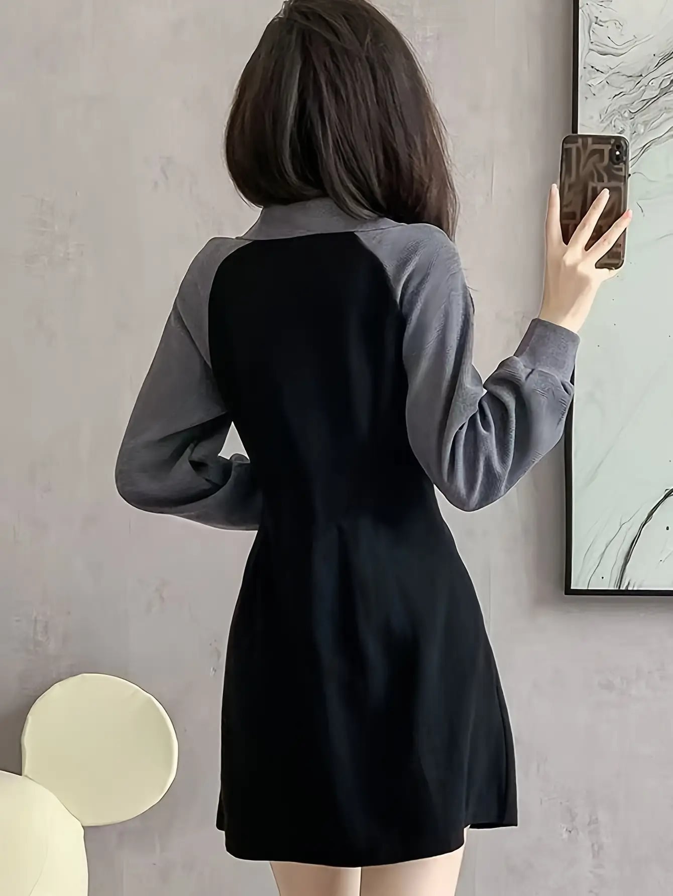 【全店30％OFF引き換え証】【2025新作】ハーフジップワンピースミニ丈襟付き添い人長袖バイ色合いうつり変わりスポーティポロワンピースレディースミニワンピース膝上タイトスリム着痩せ細見え脚長成り行き伸縮性伸ばすこと韓国ストリートカジュアルゴルフテニスウェア年月成年者