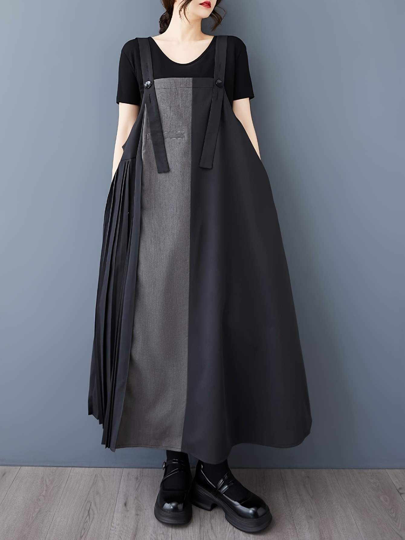 【全店30％OFF引き換え証】前掛けスコート 衣装 レディース サロペットスカート ロング丈 ミモレ丈 非対称 筋目 うつり変わり A生産ライン ゆったり 体型押しかぶせる 着痩せ 細押し出し 重ね着 花の冠yd バイ色合い 心地よい 好いたらしいめ