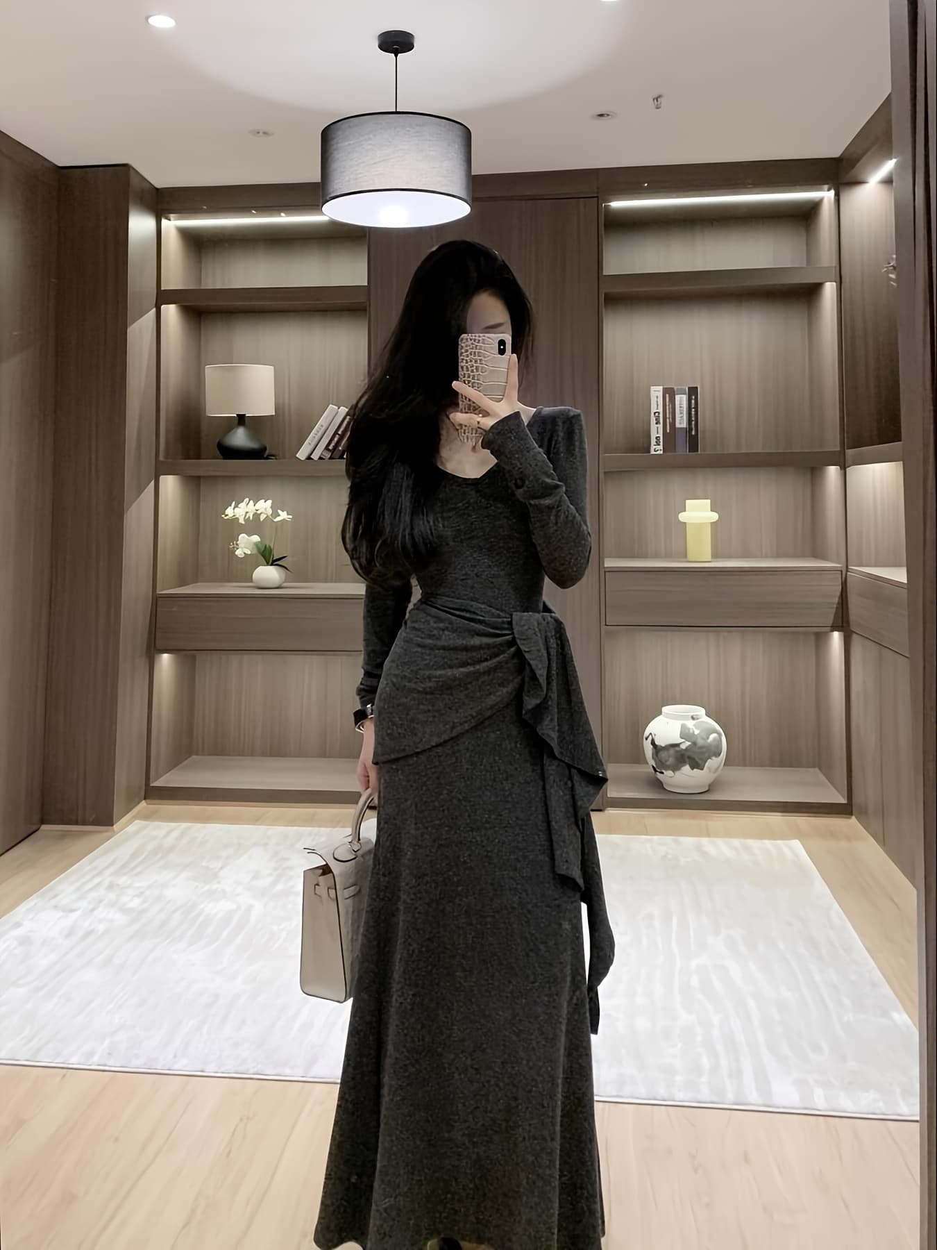 【全店30％OFF引き換え証】【美影ぼうし】 衣装 ロング衣装 レディース 長袖 Vのど首 酉の方角シュロの葉 ドレープ 膝下 ミモレ丈 ロング丈 マキシ丈 ワンピ 上衣 きつい A生産ライン 伸ばすこと 伸縮性 着痩せ 体型押しかぶせる 細見え
