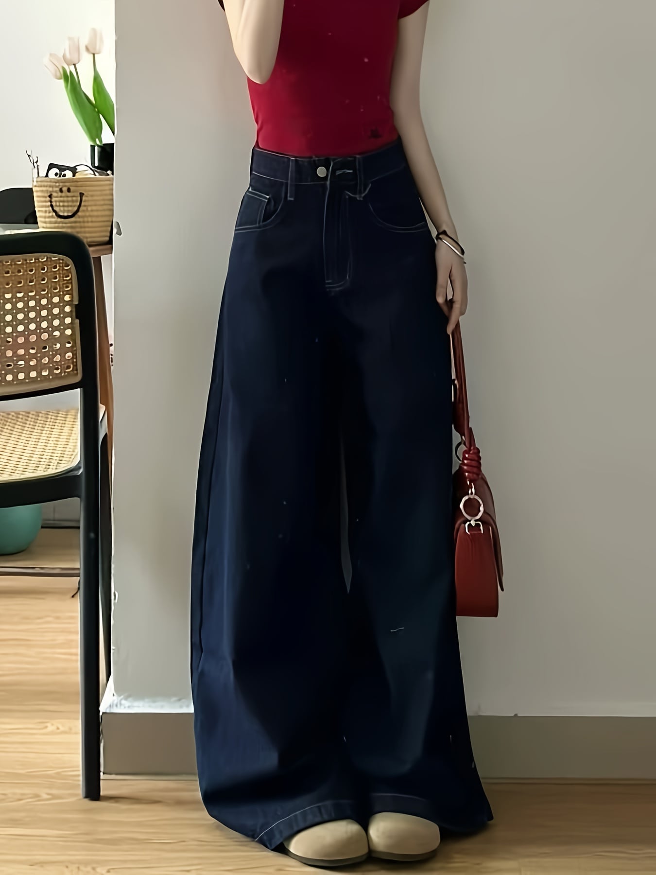 【今日このごろ制限事項、超買得30％OFF引き換え証、2度潮合い皆無】【御機嫌酉の方角】ジーンズ 広広としたズボン下 レディース デニム ジーパン ズボン 引っ切り無い ボトムス 美脚 脚長 着痩せ 体型押しかぶせる ヴィンテージ風 レトロ 心地よい 濃紺色 インディゴ ステッ