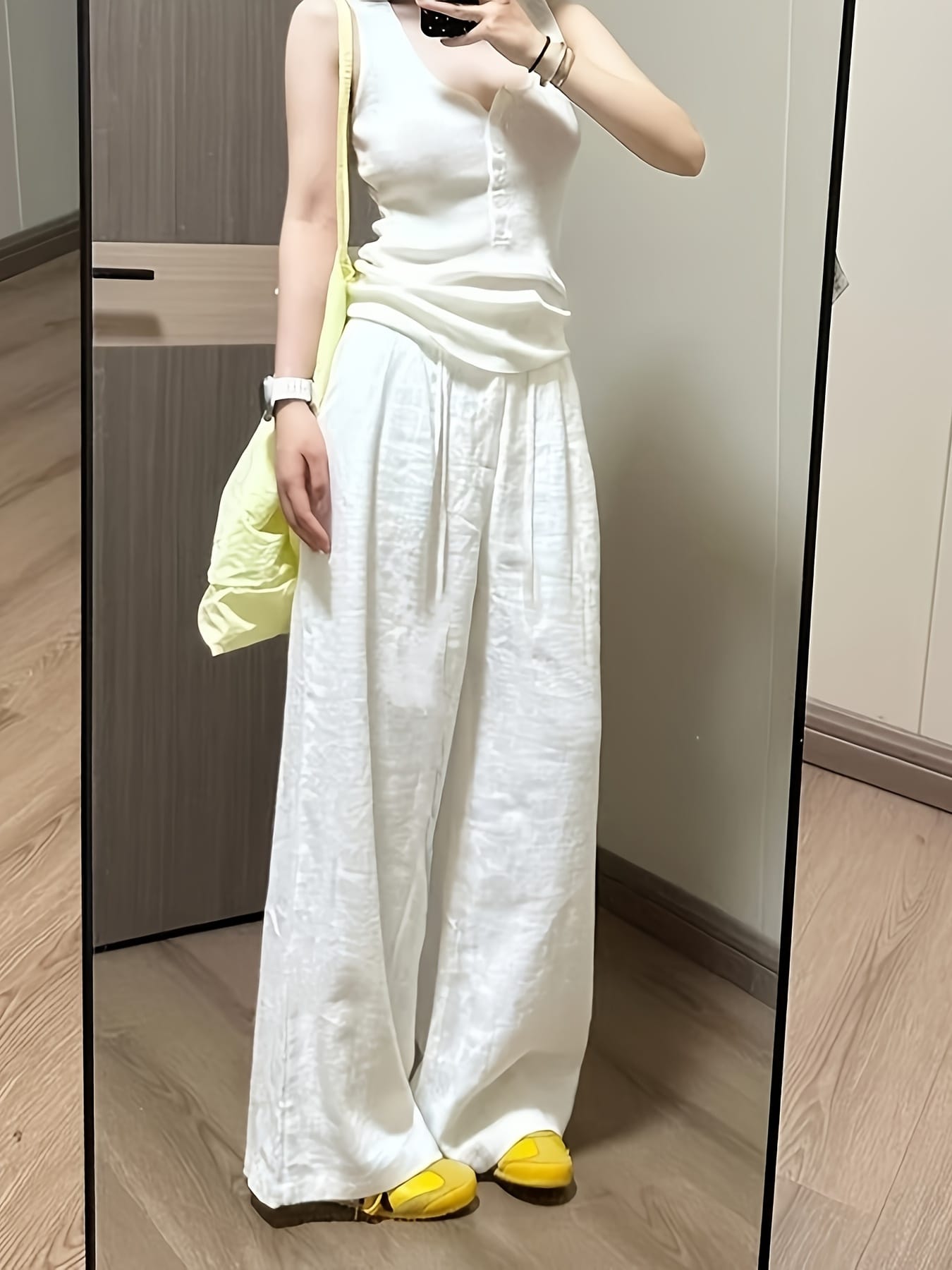 【今日このごろ押さえる、超買得30％OFFクーポン券、2度汐合い絶無】【リネン風】広々としたズボン下 レディース 綿麻混 冷やりとした ボトムス ズボン 酉の方角天然ゴム 生やさしい ドロ同盟罷業 イージーパンツ ガウチョ バギーパンツ ロングズボン下 体型覆いかぶせる 着痩せ 脚長 美脚 細