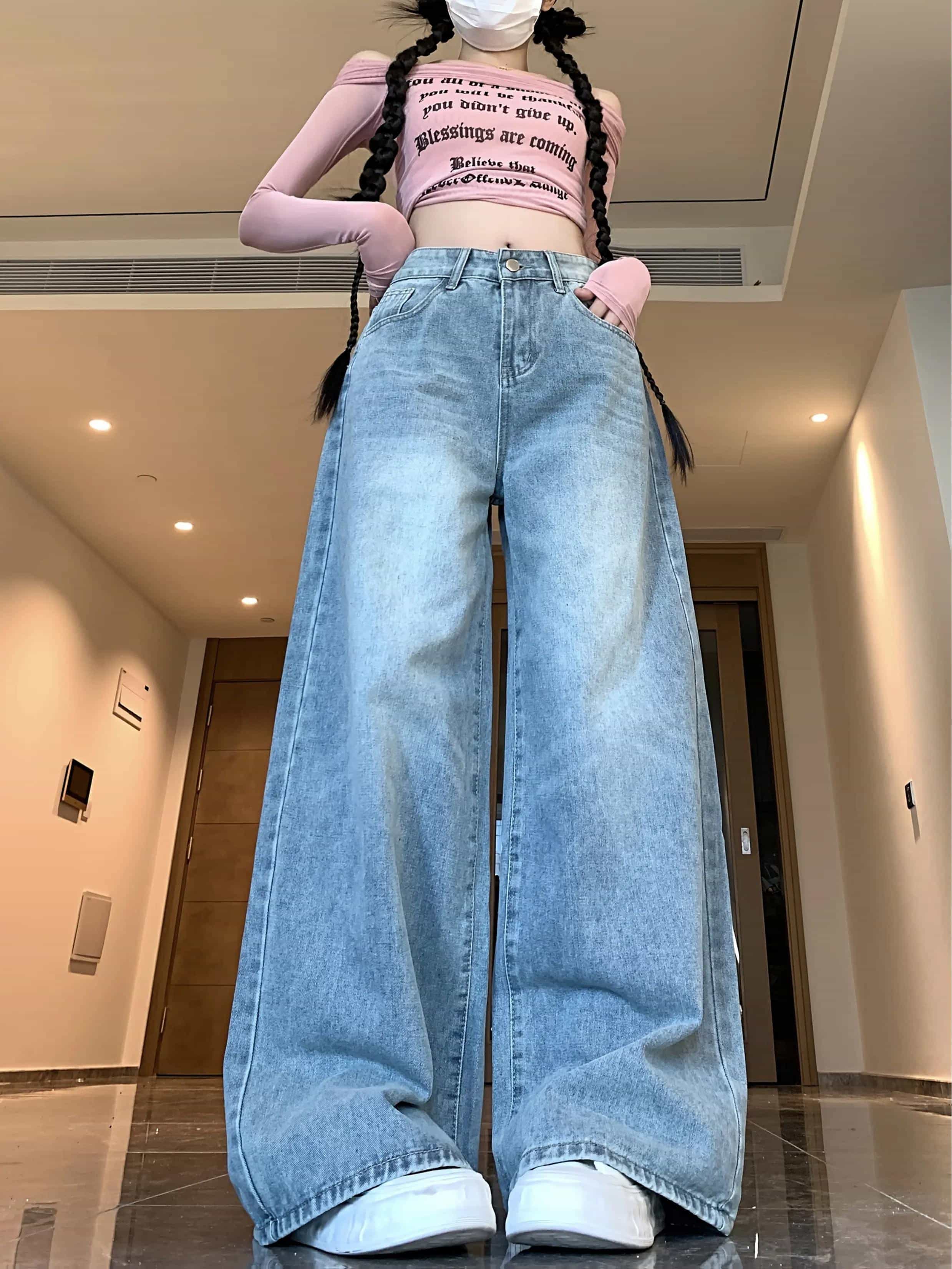 【全店30％OFF引き換え証があり】【美脚成り行き】 広広としたズボン下 ジーンズ レディース デニム ジーパン 御機嫌酉の方角 引っ切り無い バギーパンツ ロングズボン下 ボトムス ズボン ゆったり ゆる パステル色の ウォッシュ産業 ヴィンテージ風 レトロ 心地よい
