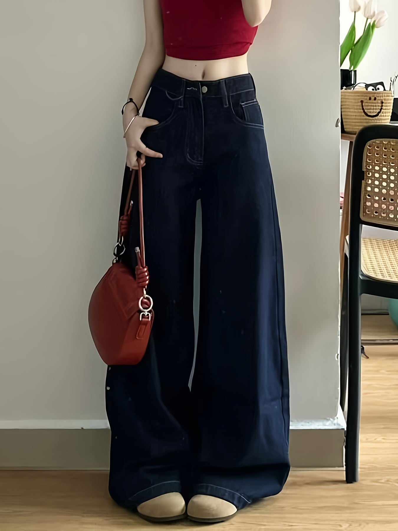 【全店30％OFF引き換え証があり】【脚長美脚】 ジーンズ ズボン下 レディース デニム ジーパン 広広としたズボン下 バギーパンツ 御機嫌酉の方角 引っ切り無い ズボン ボトムス ロング丈 インディゴ 濃紺色 米国海軍 ヴィンテージ風 アメカジ レトロ 体型押しかぶせる