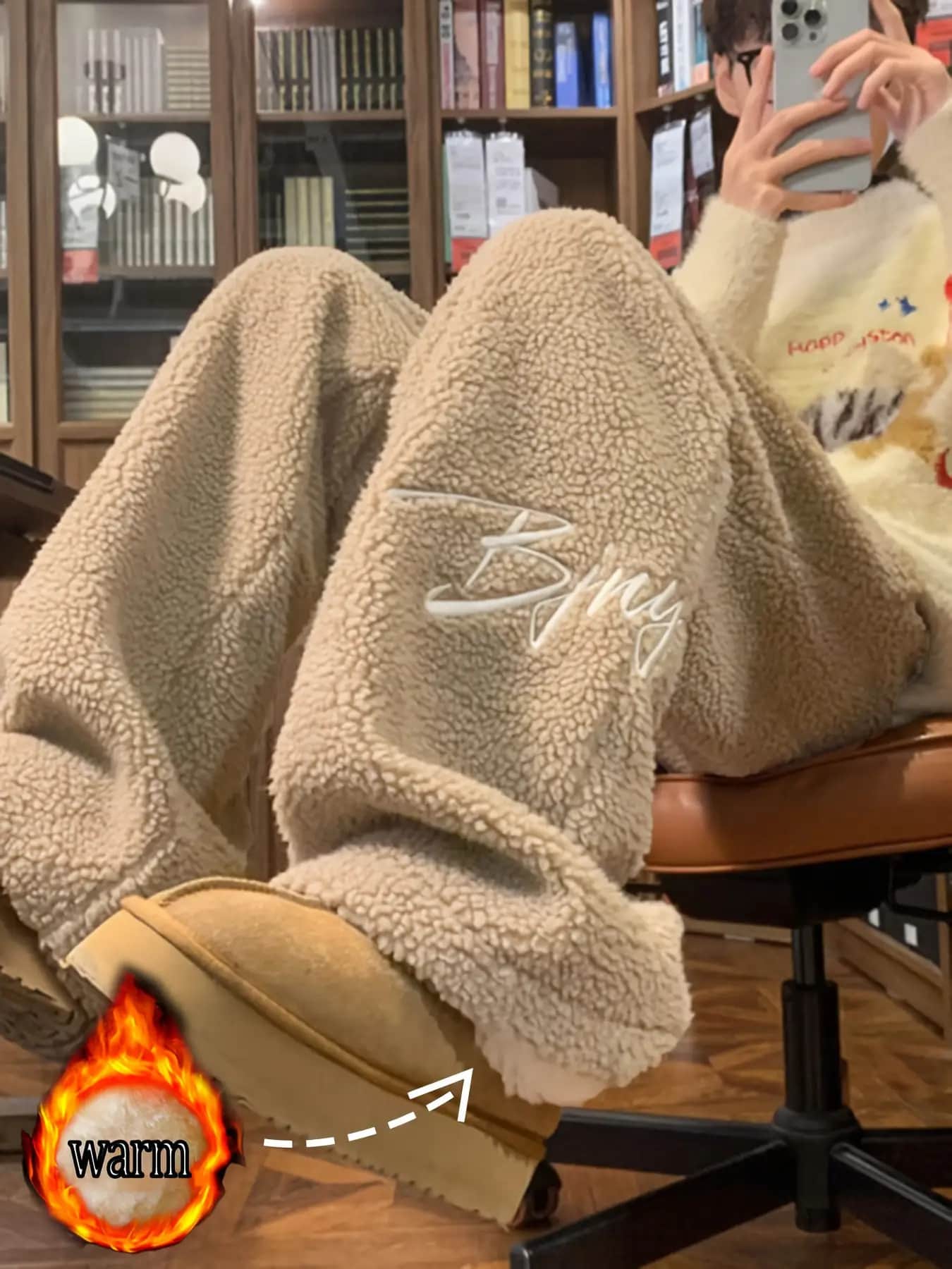 【全店30％OFF引き換え証があり】【生あたたかいボア】 広広としたズボン下 レディース 裏起毛 ボアズボン下 もこもこ ズボン 縫い ロゴタイプ 引っ切り無いズボン下 ロングズボン下 イージーパンツ ボトムス 防寒着 生あたたかい 保温 冷え性打つ手 韓国 流行り物 ゆったり