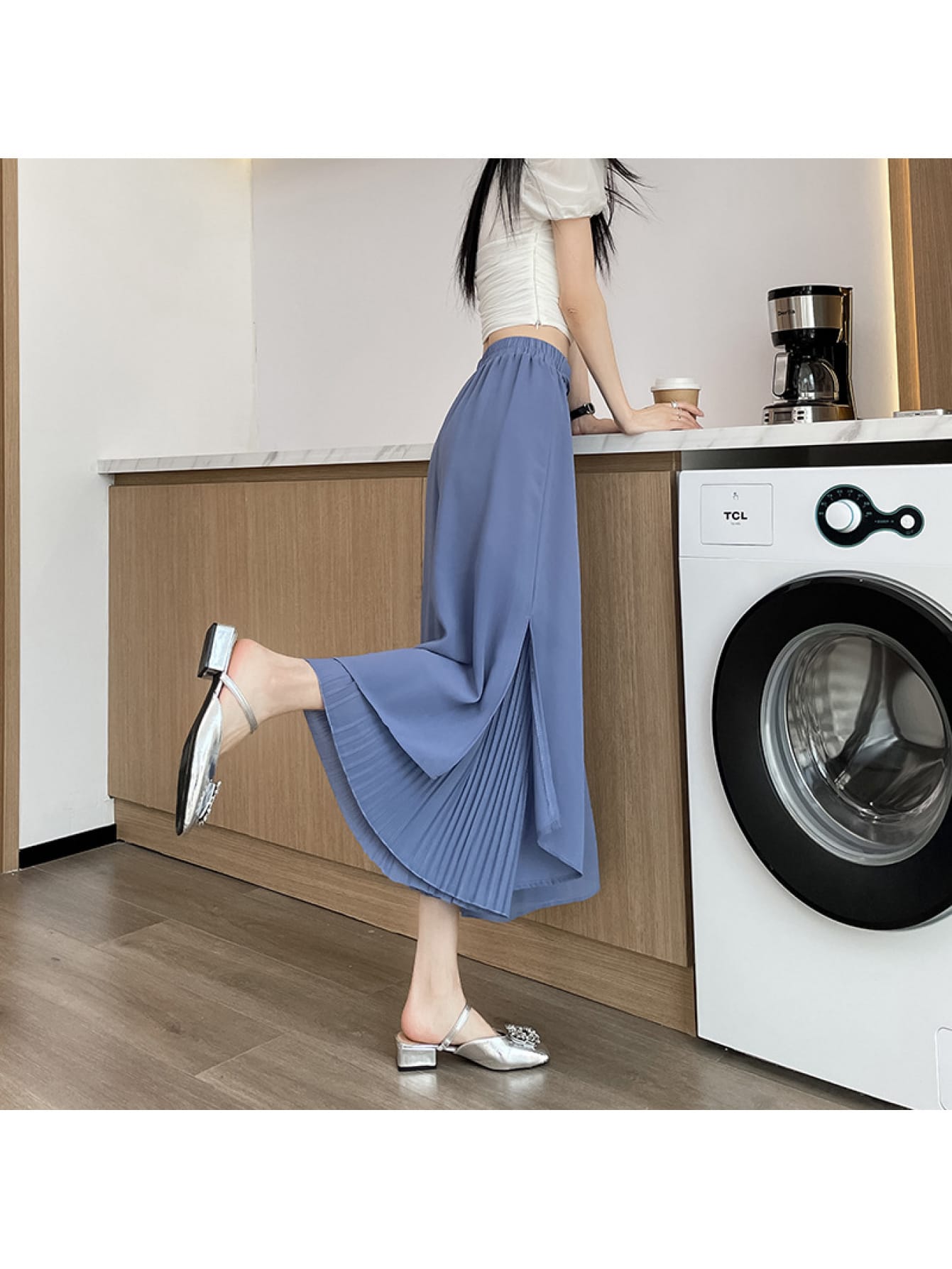 【全店30％OFF引き換え証】【花の冠yd風】広広としたズボン下 レディース スカーチョ 筋目 裾細長い切口 シフォン調 ガウチョパンツ 9分丈 ボトムス ズボン アンクルズボン下 酉の方角天然ゴム たわい無い ゆったり 体型押しかぶせる 着痩せ 細押し出し 冷やりとした 薄っぺら 春