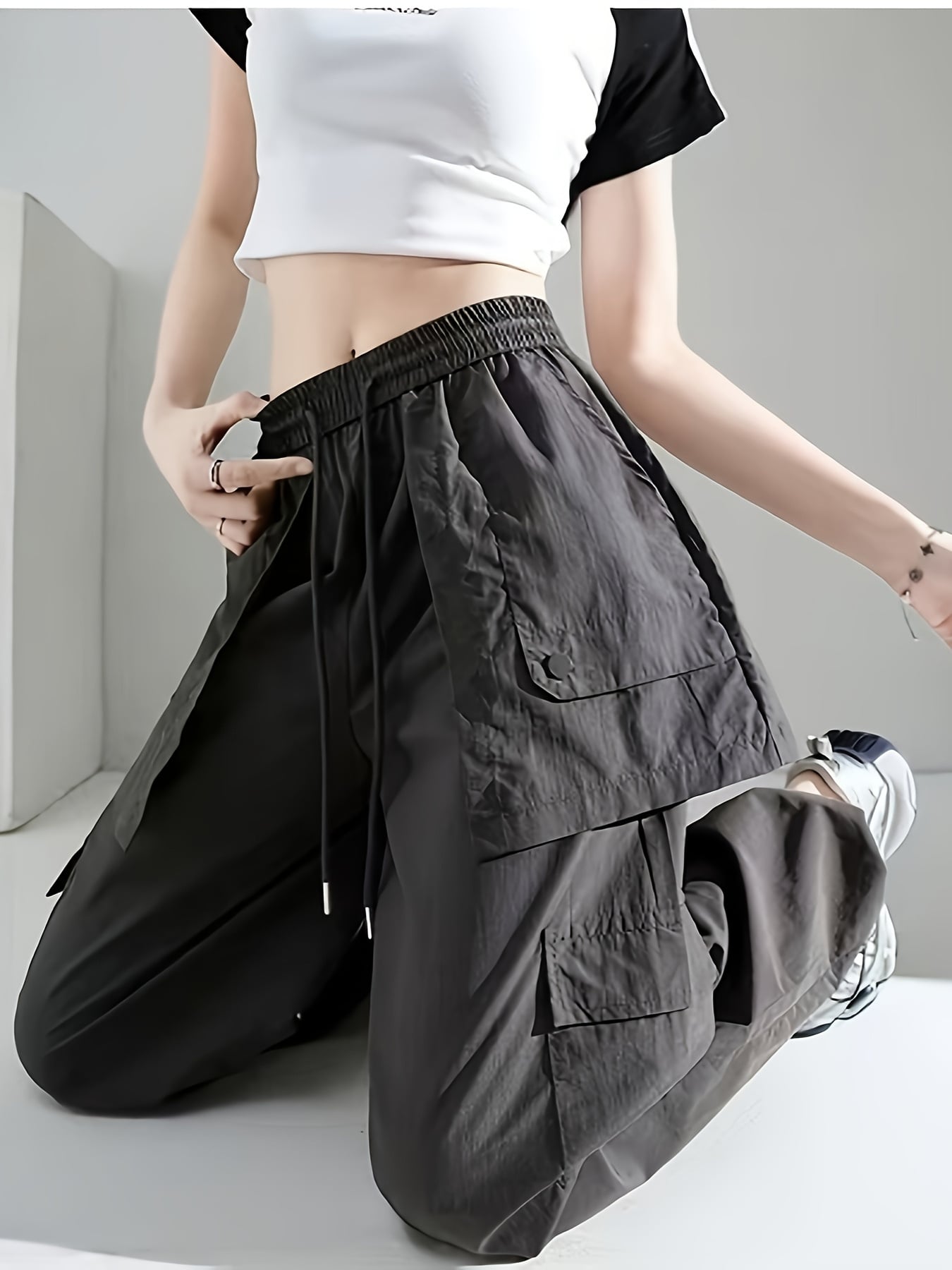 【全店通用25％OFFクーポン】【接触冷感】カーゴパンツ レディース ワイドパンツ 速乾 ワークパンツ ボトムス ズボン ロングパンツ ウエストゴム ドロスト イージーパンツ カジュアル ストリート ゆったり 体型カバー 着痩せ 細見え 洗える シワ｜大森麗萱