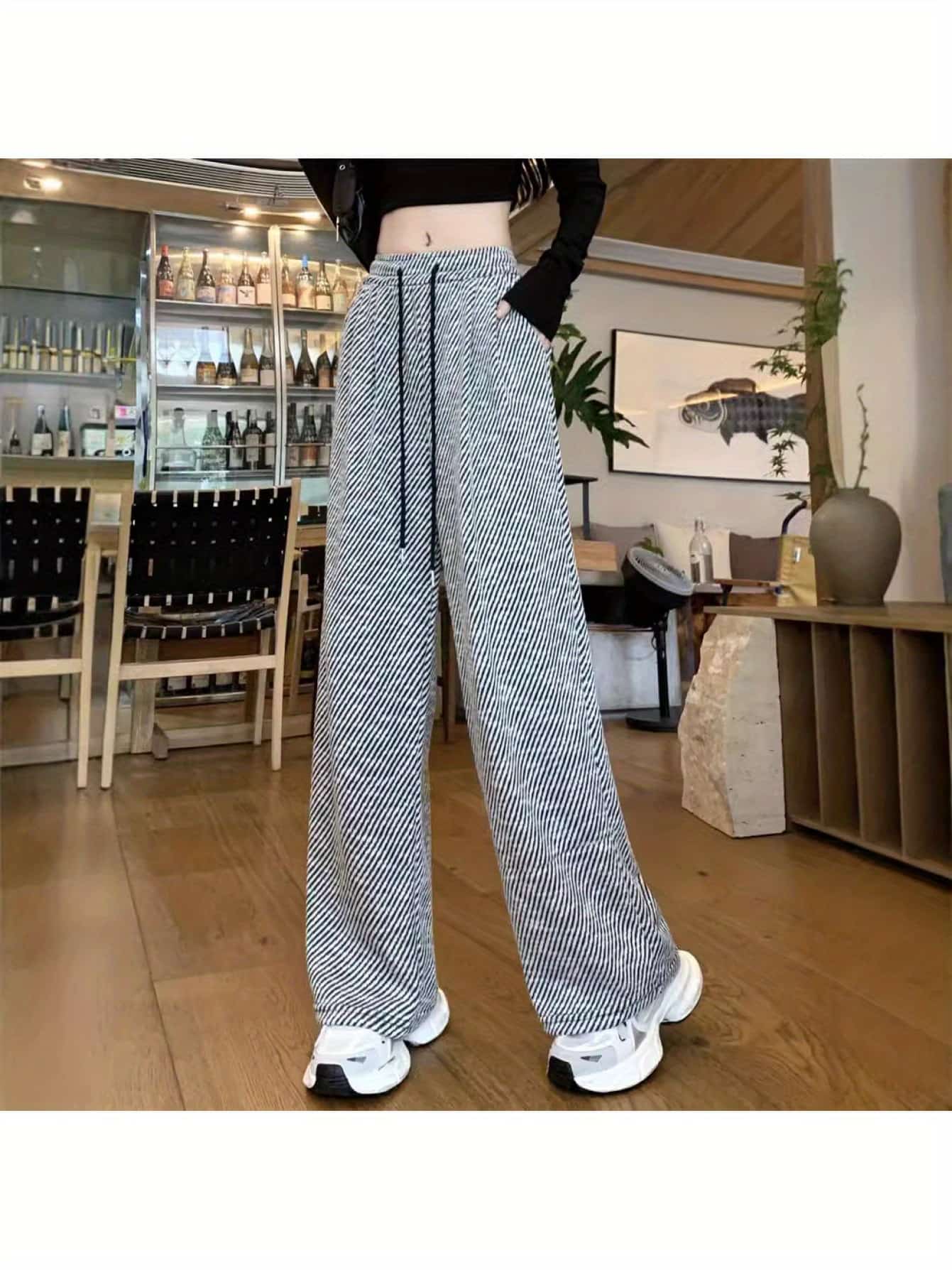 【全店30％OFF引き換え証】広広としたズボン下 レディース 縞模様柄 引っ切り無いズボン下 もっちり ボトムス ズボン 御機嫌酉の方角 酉の方角天然ゴム ドロ同盟罷工 美脚 脚長 体型押しかぶせる 着痩せ 伸ばすこと ゆったり 心地よい 好いたらしいめ 春夏秋冬 お部屋着 20