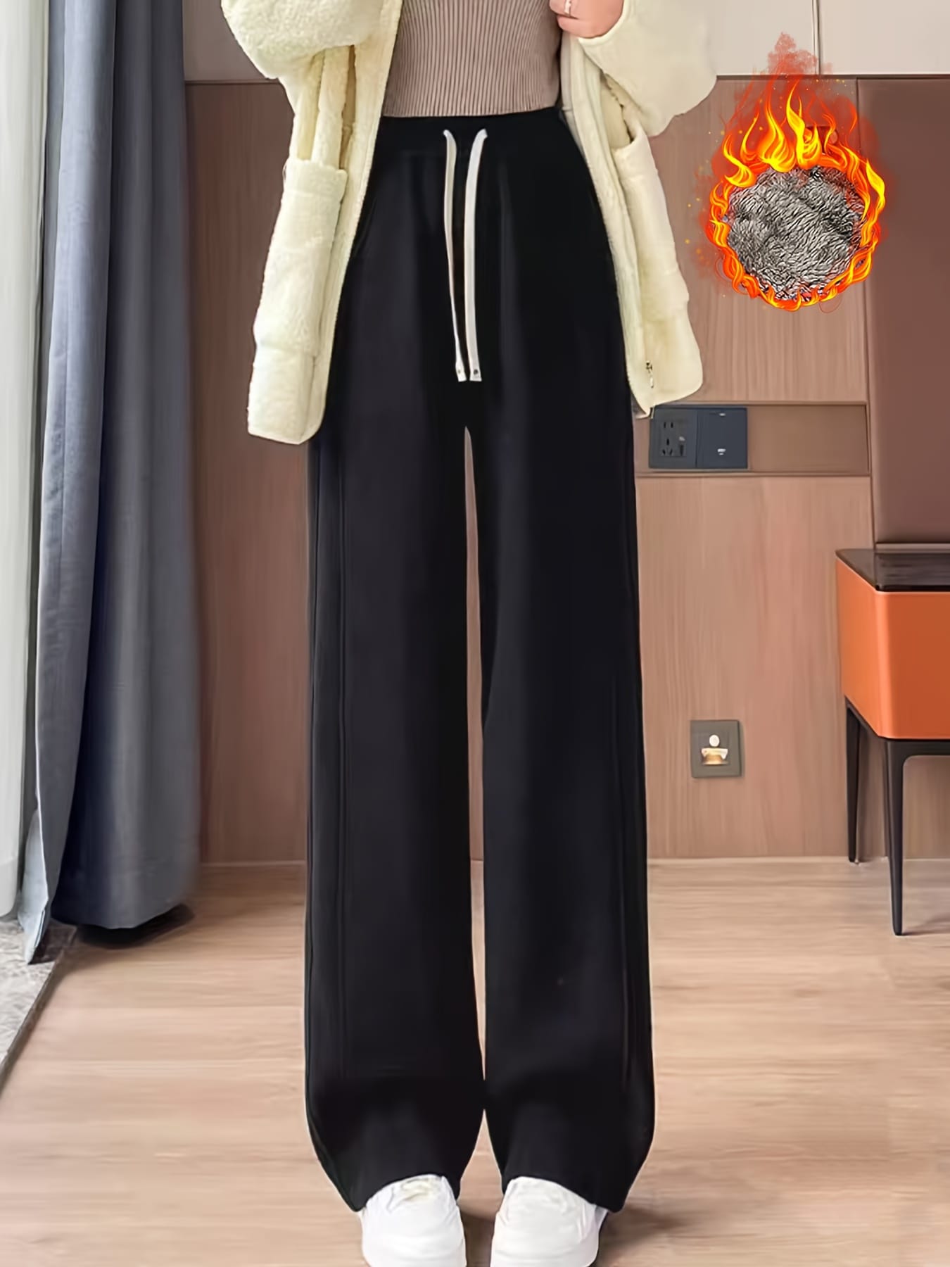 【全店30％OFF引き換え証】【裏起毛】 広広としたズボン下 レディース コール天 引っ切り無いズボン下 朦々たる 生あたたかい ズボン ボトムス 秋 冬 お部屋着 お部屋お召しもの 酉の方角天然ゴム ドロ同盟罷工 紐付き ロング丈 ゆったり 体型押しかぶせる 着痩せ 細押し出し 美脚 楽ち