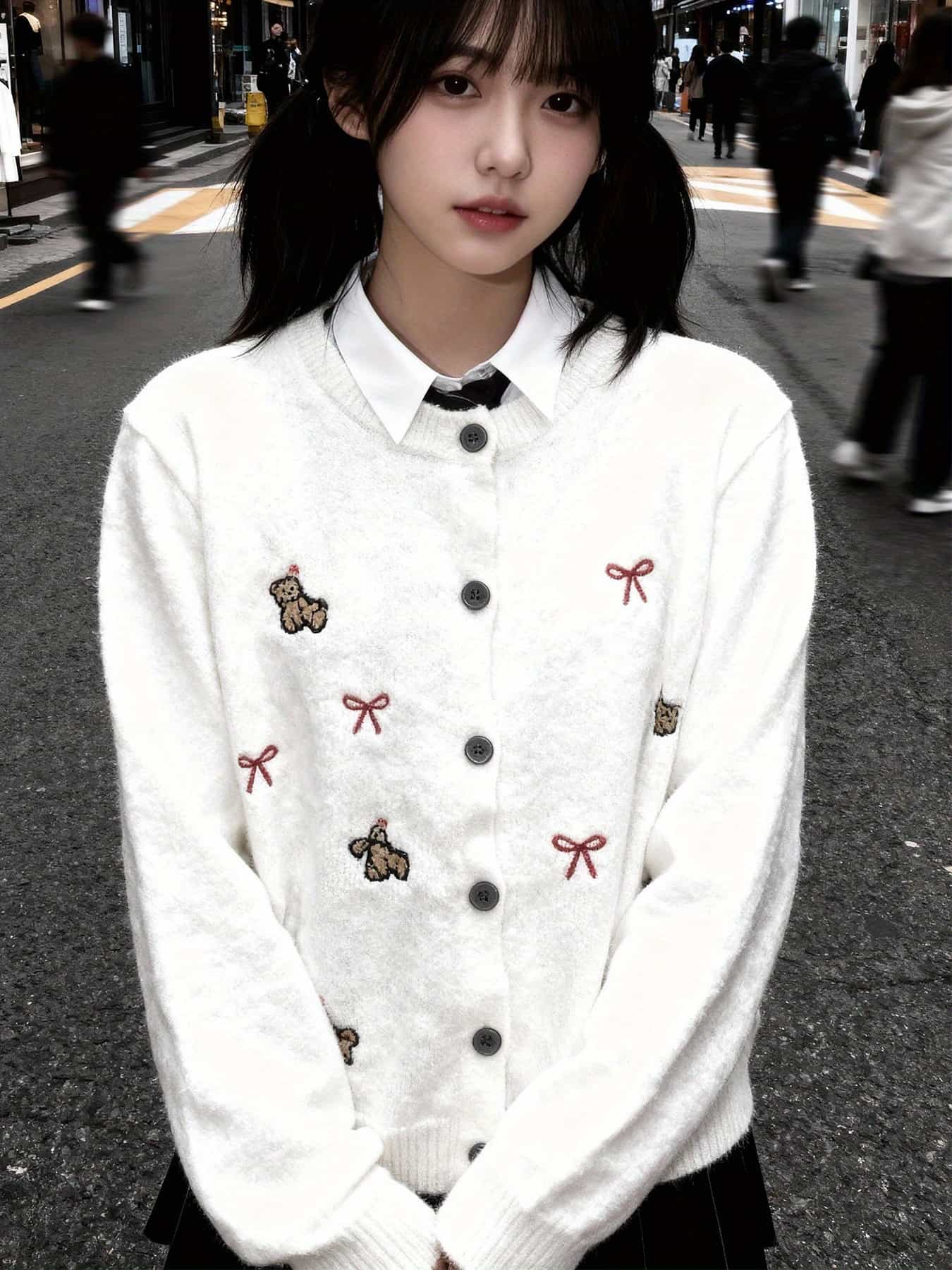 【今日このごろ押さえる、超買得30％OFF引き換え証、2度潮どき皆無】【シュロの葉×熊刺しゅう】 ジレー レディース 編み物 プルオーバー 羽織り トップス 長袖 丸首 労働者の一団のど首 朦々たる 生あたたかい 防寒 もこもこ 韓国 流行り物 y2k ガーリー 成年者好いたらしい ア