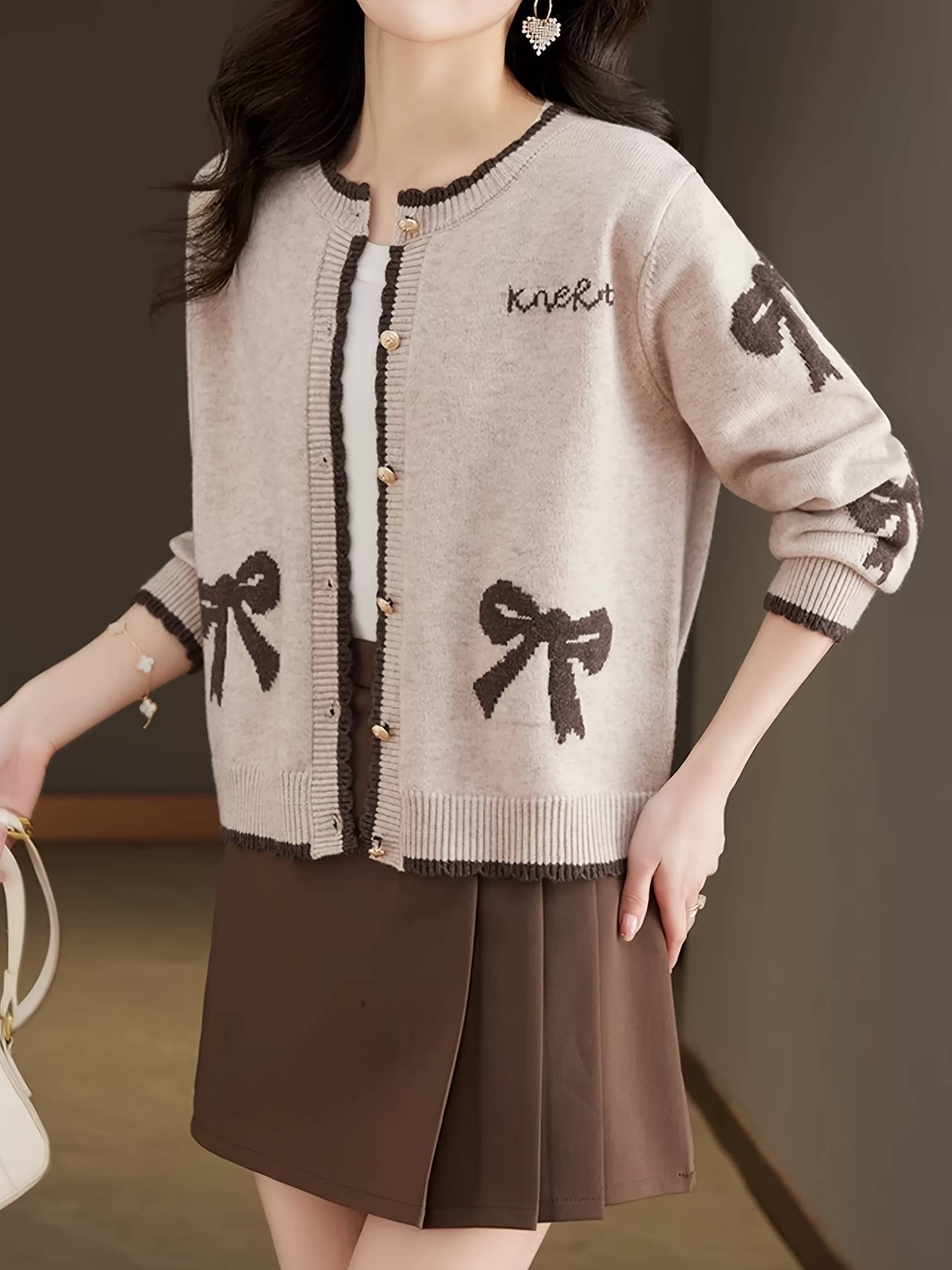 【今日このごろ制限事項、超買得30％OFFクーポン券、2度汐どき皆無】ジレー レディース 編み物 シュロの葉柄 ジャ差し固める 色彩設計 労働者の一団のど首 丸首 ティーシャツ トップス 秋冬 長袖 羽織り 編み物上衣 ゴールド名取り草 前車のドア ニットカーデ パステル色の きれ