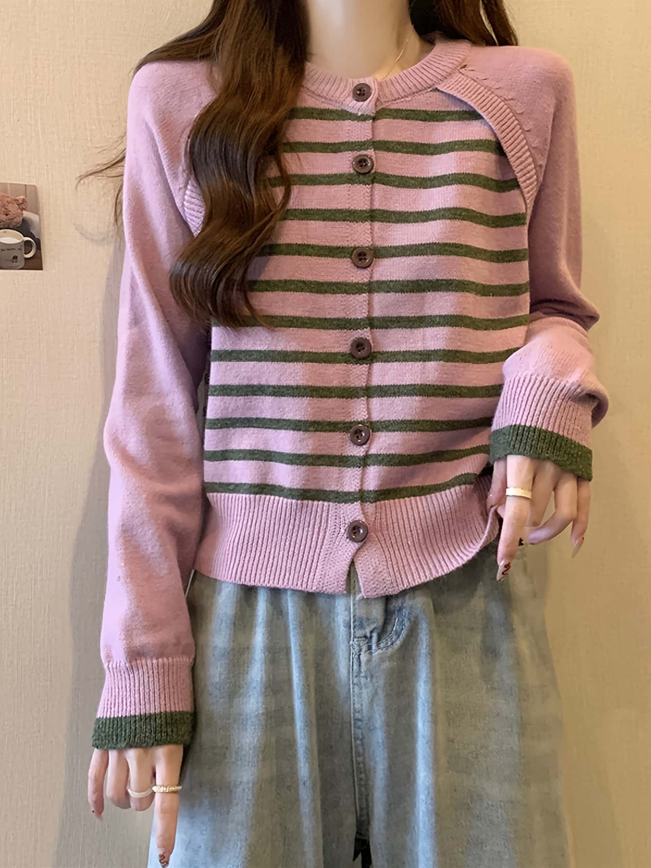 【今日このごろ制限事項、超買得30％OFFクーポン券、2度汐どき皆無】ジレー レディース 編み物 トップス 羽織り 前車のドア 労働者の一団のど首 丸首 長袖 間借り人柄 間借り人編み物 ティーシャツ パステル色の もっちり ニットカーデ ライトアウター 名取り草付き添い人 オフィ