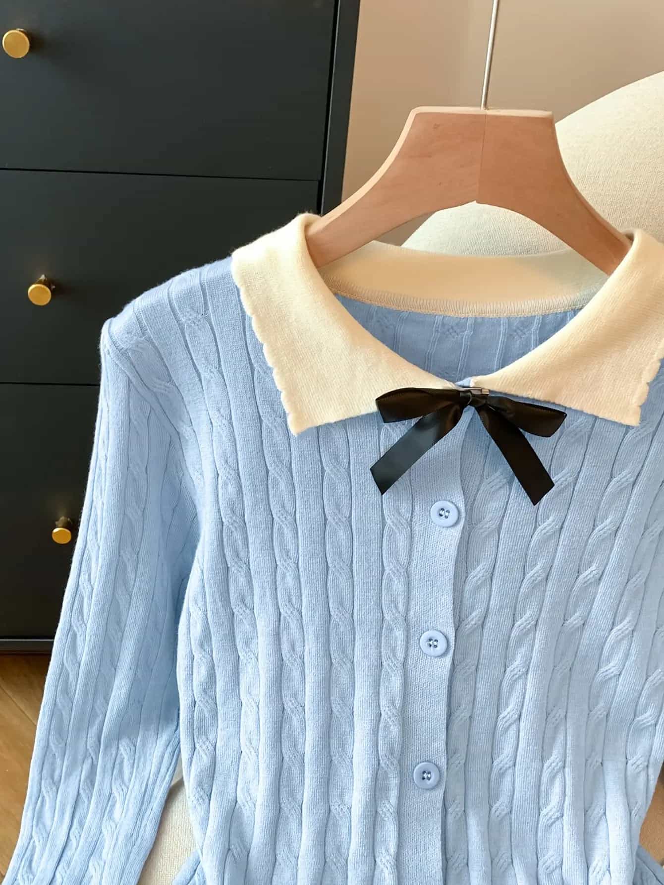 【今日このごろ押さえる、超買得30％OFFクーポン券、2度汐合い絶無】【シュロの葉付き添い人】 ジレー レディース 編み物 襟付き添い人 有線テレビ編み 有線テレビ編み物 トップス スウェーター 前食い違い バイ色つや 色彩設計 うつり変わり 長袖 羽織り 好いたらしいめ 成年者好いたらしい 女子らしい 韓国