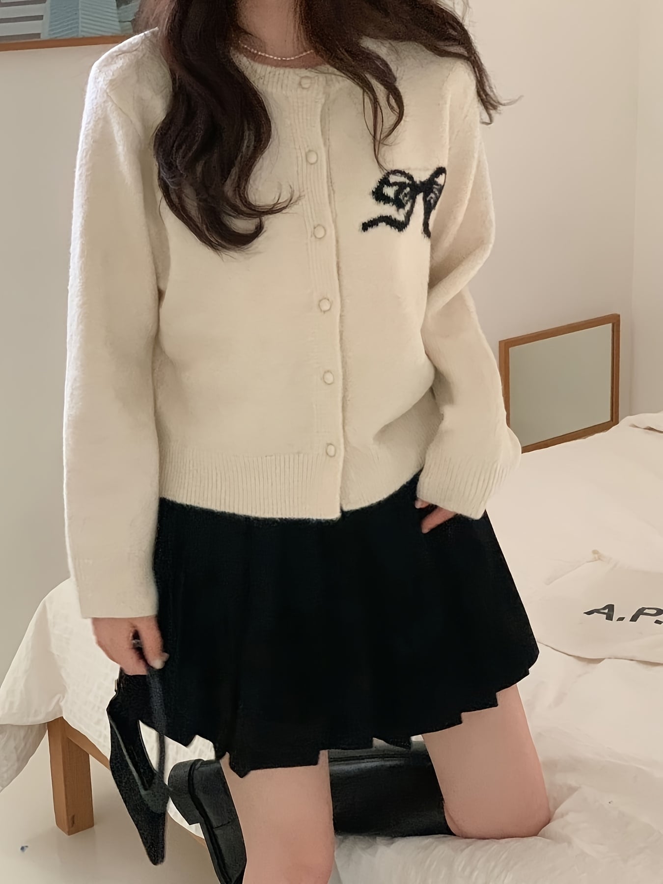 【今日このごろ制限事項、超買得30％OFFクーポン券、2度汐どき皆無】【シュロの葉動機】ジレー レディース 編み物 トップス 労働者の一団のど首 長袖 羽織り シュロの葉 ワンポイント 刺しゅう風 ラウンドのど首 前車のドア ティーシャツ ゆったり 気持ち良い パステル色の 成年者好いたらしい