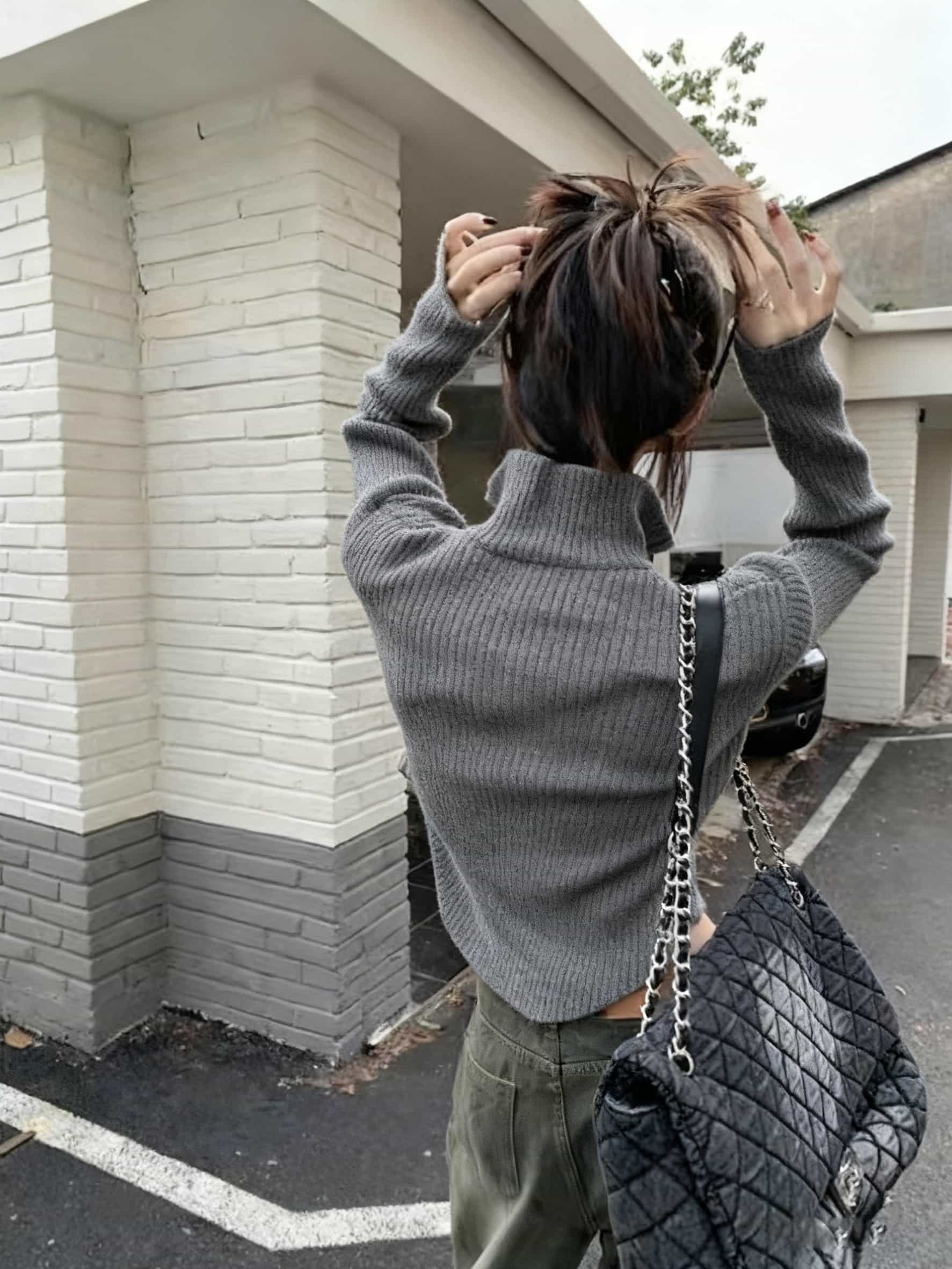 【今日このごろ制限事項、超買得30％OFFクーポン券、2度汐どき皆無】【ダブルジップ】編み物 ジレー レディース ジップアップ トップス リブニット 遊撃手丈 クロップド ハイネック タートルネック 前車のドア 羽織り 長袖 無地 伸縮性 伸ばすこと きつい