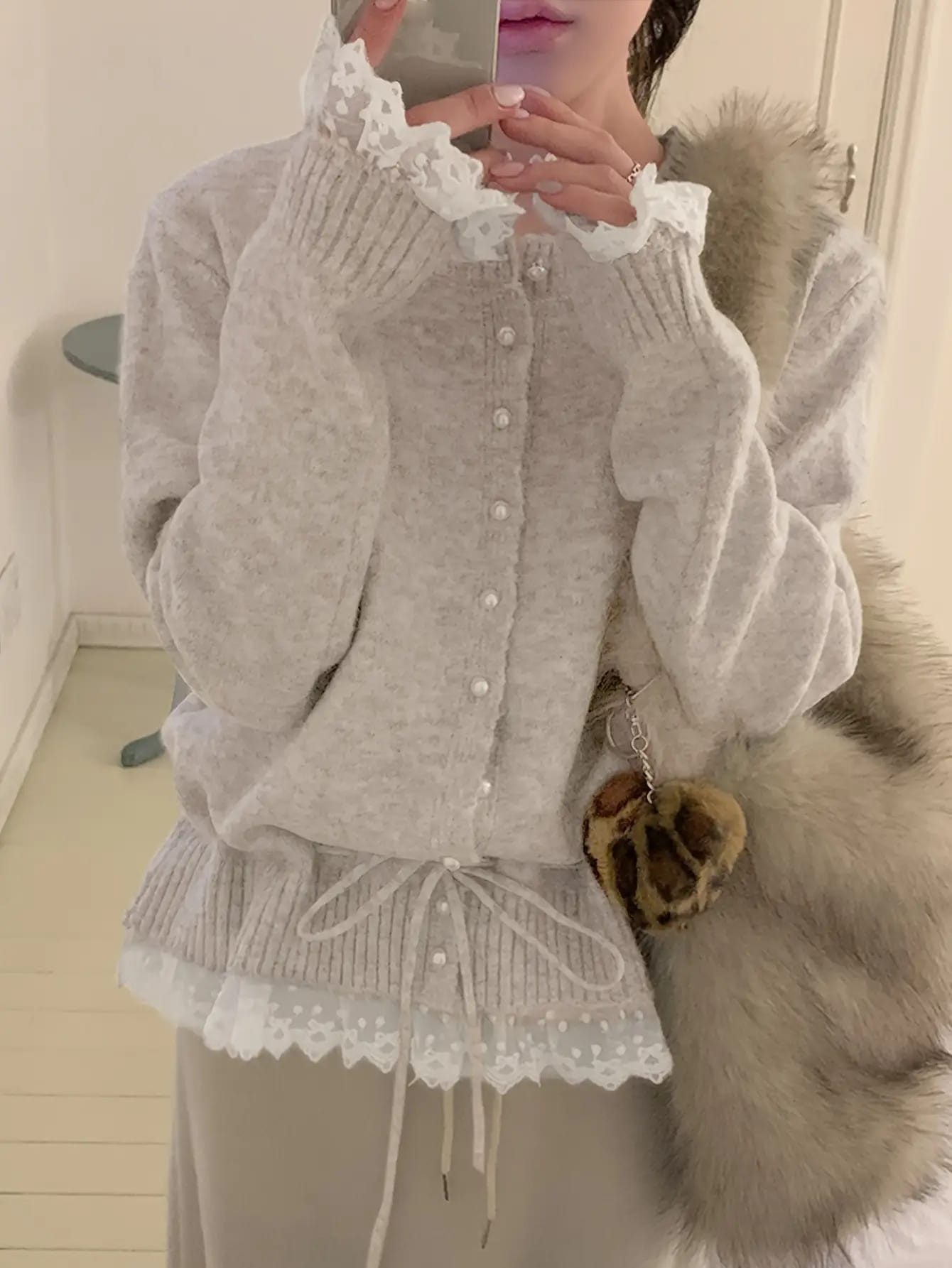 【今日このごろ押さえる、超買得30％OFF引き換え証、2度潮どき皆無】【花の冠yd風】 編み物 ジレー レディース スピード競技 パール名取り草 ウエストドロスト シュロの葉 ペプラム うつり変わり トップス 羽織り プルオーバー 長袖 前くい違い 韓国流行り物 成年者好いたらしい