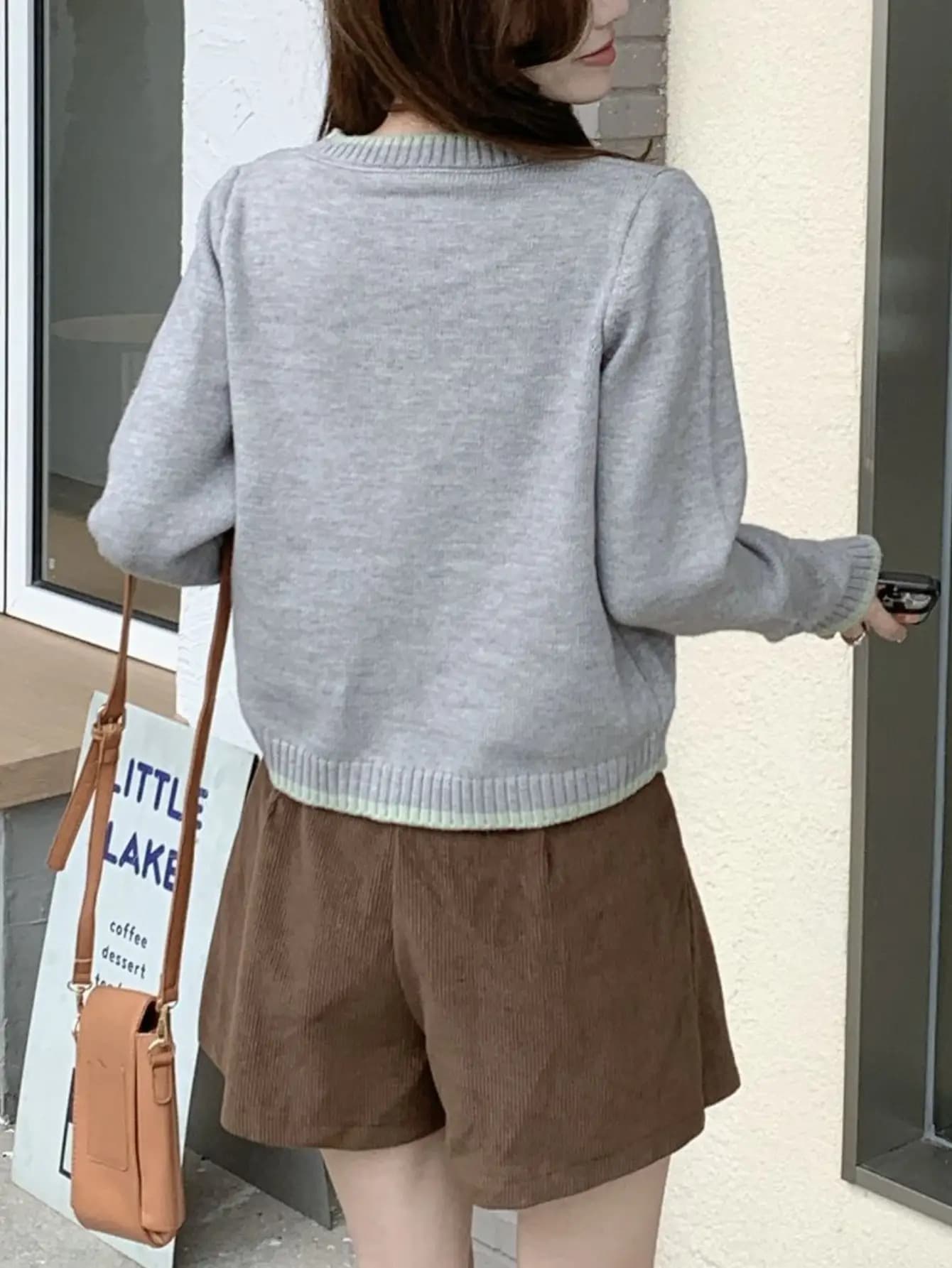 【今日このごろ制限事項、超買得30％OFF引き換え証、2度潮合い皆無】【学校風】ジレー レディース 編み物 労働者の一団のど首 熊 刺しゅう 色彩設計 バイ色合い スウェーター トップス 羽織り 長袖 ゆる編み物 ゆったり 厚地の外套大きさ ビッグ影ぼうし 体型押しかぶせる