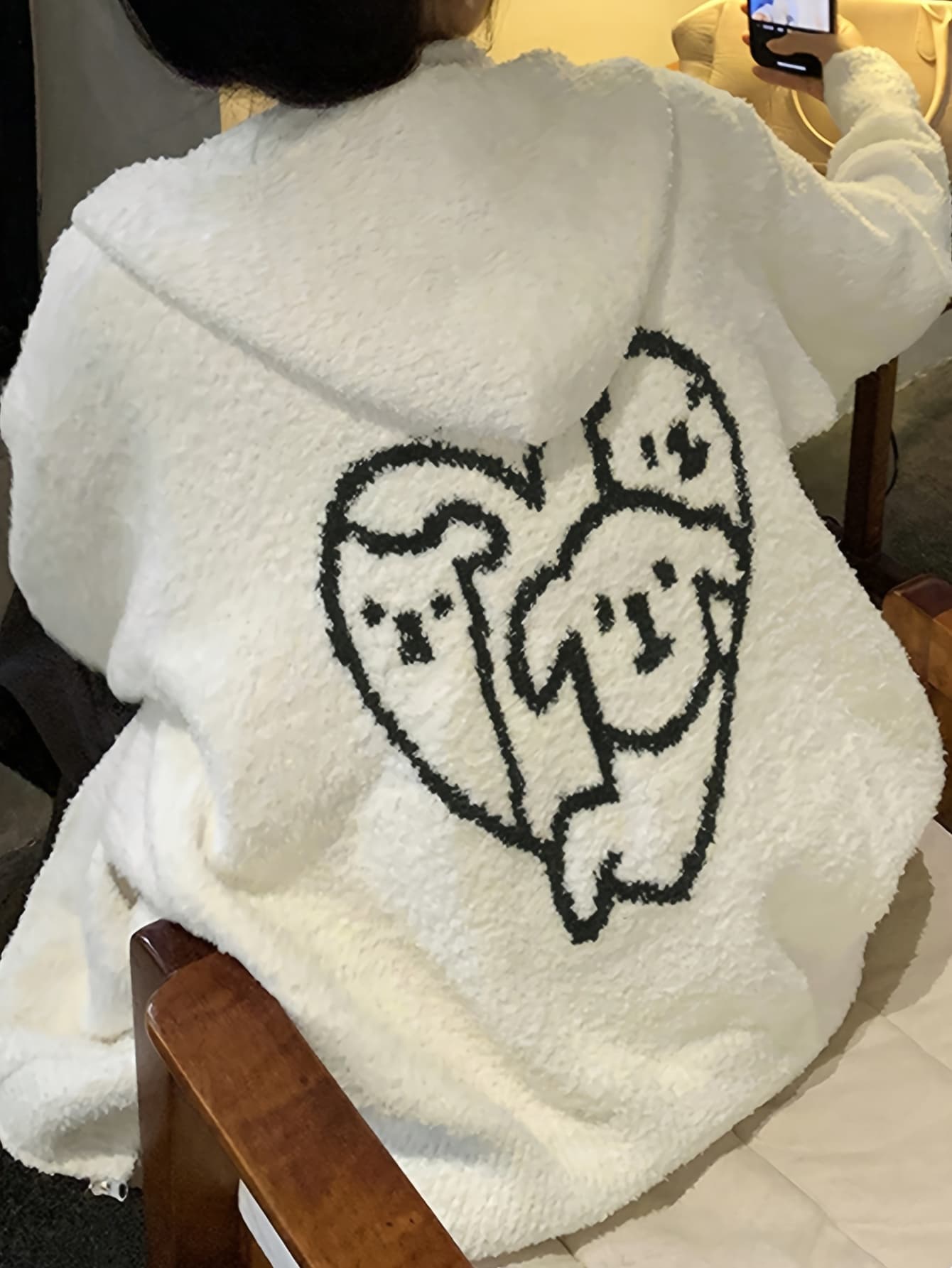【全店通用25%OFFクーポン】【もこもこボア】ボアパーカー レディース 刺繍 犬 いぬ ハート フード付 ボアジャケット カーディガン アウター トップス 部屋着 ルームウェア パジャマ ワンマイルウェア 羽織り 長袖 ゆ|大森麗萱