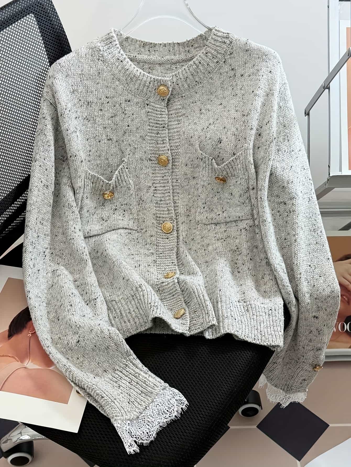 【今日このごろ押さえる、超買得30％OFFクーポン券、2度汐合い絶無】【金名取り草】 ジレー レディース 編み物 長袖 スピード競技 袖スピード競技 うつり変わり 労働者の一団素っ首 丸首 杢 メランジ 交ぜ合わせる色つや 編み物ジレー 羽織り 前食い違い トップス スウェーター ビッ