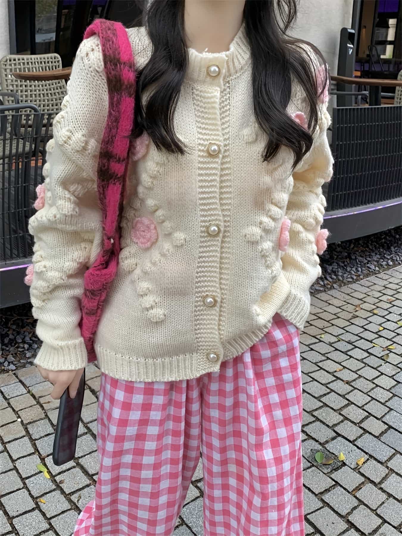 【今日このごろ押さえる、超買得30％OFF引き換え証、2度潮どき皆無】【成年者好いたらしい】 ジレー 編み物 レディース 花柄 御花 立体 画題 ハート型 パール名取り草 労働者の一団のど首 プルオーバー トップス 羽織り 長袖 朦々たる ざっくり編み 透かし編み ポップコ