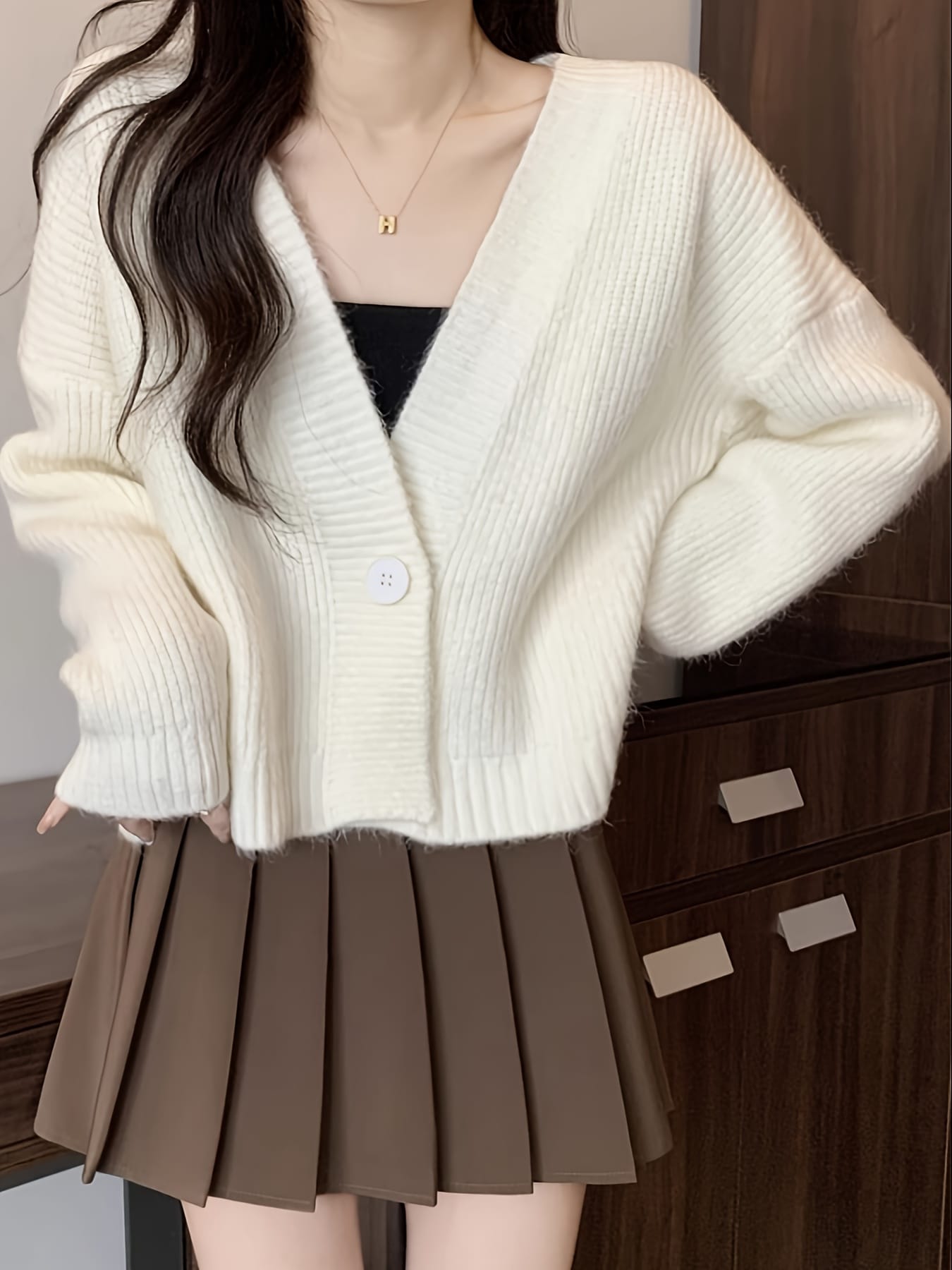 【今日このごろ制限事項、超買得30％OFF引き換え証、2度潮合い皆無】【カシュクール風】 ジレー レディース 編み物 Vのど首 遊撃手丈 羽織り トップス 長袖 リブニット パステル色の 伸縮性 伸ばすこと 体型押しかぶせる 着痩せ 細押し出し 二の腕押しかぶせる 無地 セ