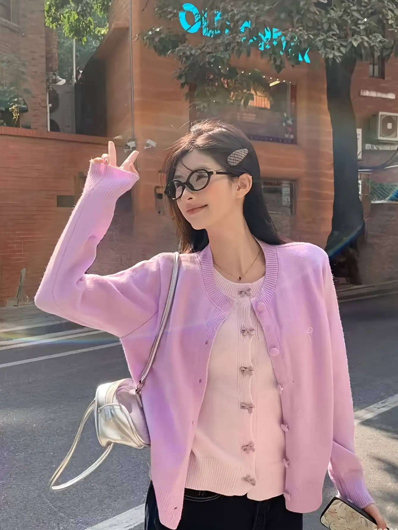 【全店30％OFF引き換え証があり】【重ね着風】ジレー 編み物 レディース シュロの葉 フェイクレイヤード トップス スウェーター 労働者の一団のど首 丸首 長袖 羽織り 前食い違い パステル色の 伸縮性 ゆったり 体型押しかぶせる 二の腕押しかぶせる 着痩せ 割れ易い押し出し 好いたらしい