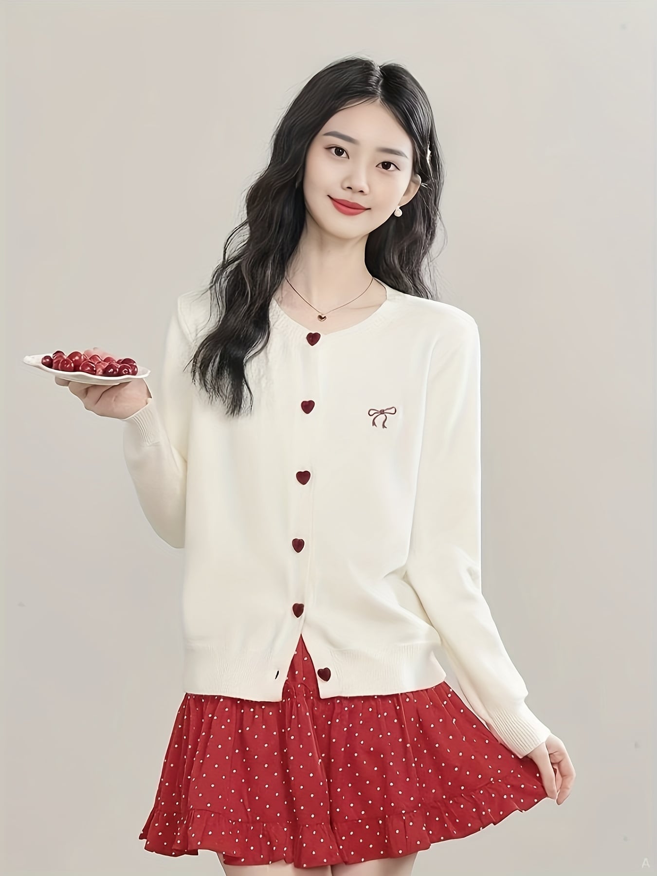 【全店30％OFF引き換え証があり】【ハート型名取り草】 ジレー レディース 春 秋 編み物 トップス シュロの葉 刺しゅう 労働者の一団のど首 丸首 長袖 スウェーター 羽織り 前食い違い 韓国流行り物 成年者好いたらしい 好いたらしいめ 女子らしい ガーリー 執務室 通い 通