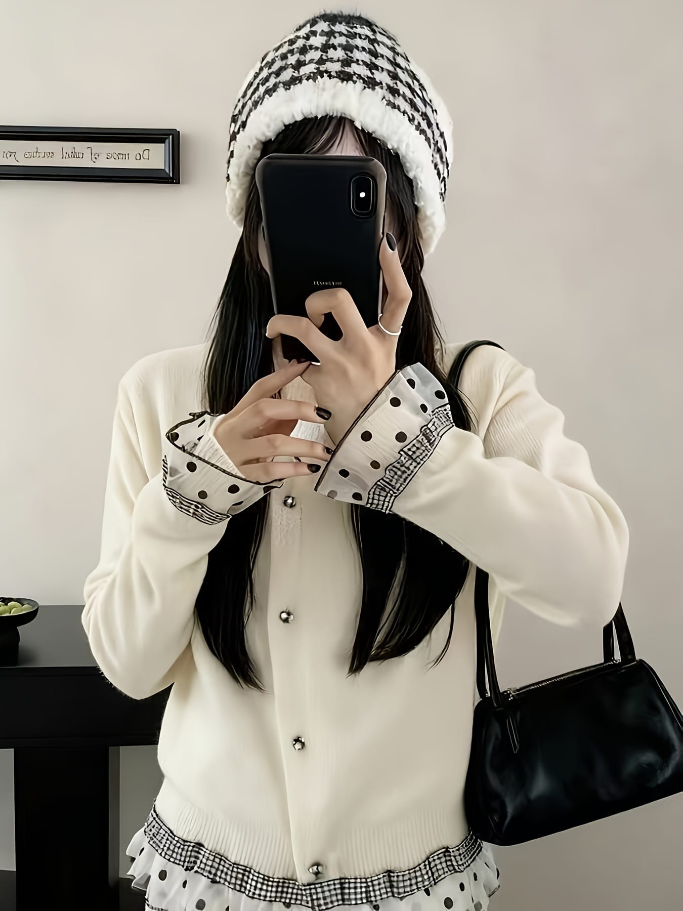 【全店30％OFF引き換え証があり】【点点柄うつり変わり】編み物 ジレー レディース トップス 長袖 羽織り 水玉 スピード競技 フラウンス 裾フラウンス うつり変わり 前食い違い 名取り草 ニットカーデ スウェーター 労働者の一団のど首 丸首 ゆったり 体型押しかぶせる 着痩せ 二の腕河馬