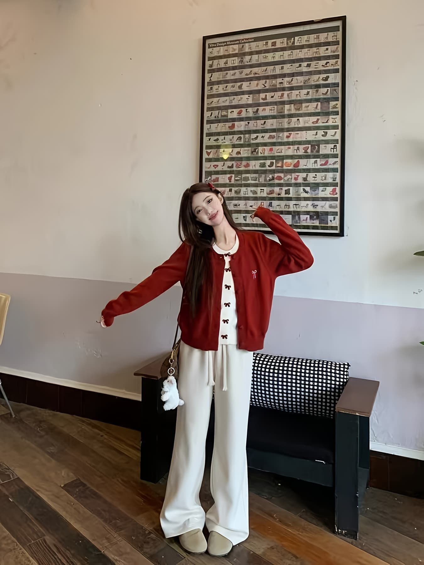 【全店30％OFF引き換え証があり】【フェイクレイヤード】 ジレー 編み物 スウェーター トップス レディース 重ね着風 シュロの葉 リボン結び 労働者の一団のど首 丸首 長袖 ニットカーデ ティーシャツ 成年者好いたらしい 好いたらしいめ ガーリー フレンチ レトロ バイカラ