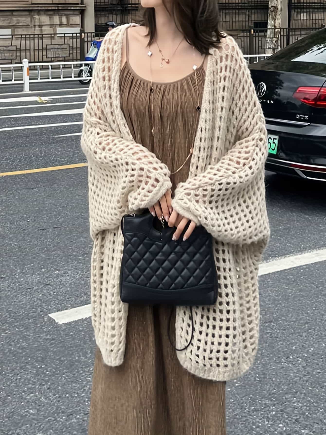 【全店30％OFF引き換え証があり】【透かし編み】ロングジレー レディース メッシュ 編み物 羽織り トップス 長袖 ゆったり 鉄道車両デ コーディガン ざっくり編み 前食い違い 名取り草なし たわい無い 軽さ 薄っぺら 体型押しかぶせる 二の腕押しかぶせる 着痩せ 細押し出し ビ