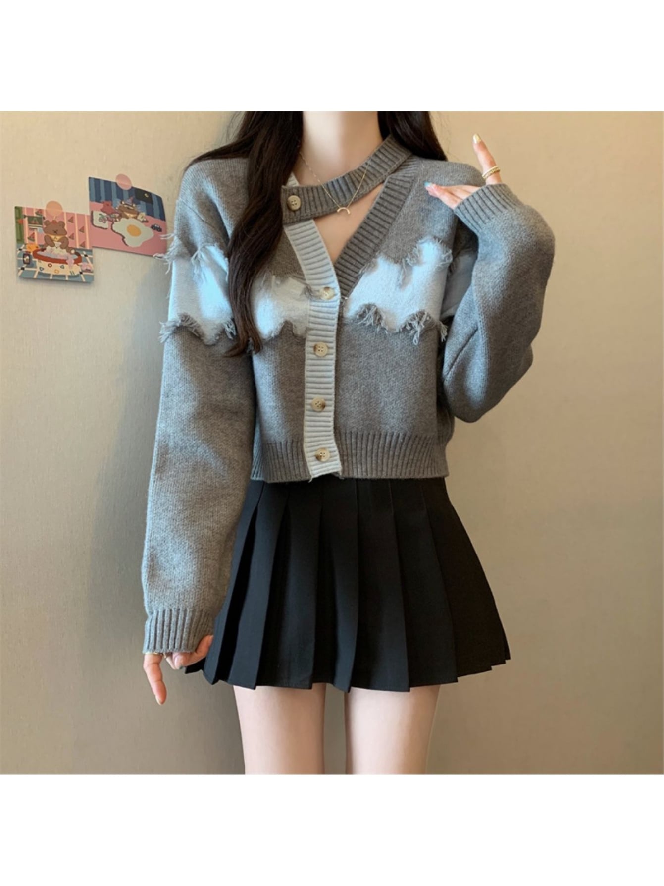 【全店30％OFF引き換え証があり】【青写真編み物】ジレー レディース 編み物 スウェーター トップス うつり変わり バイ色合い 不都合産業 チョー鉄道車両風 Ｖのど首 うつり変わり 個人的特徴的 羽織り 前食い違い 名取り草 長袖 重ね着風 花の冠yd 気が大きい大きさ ゆっ