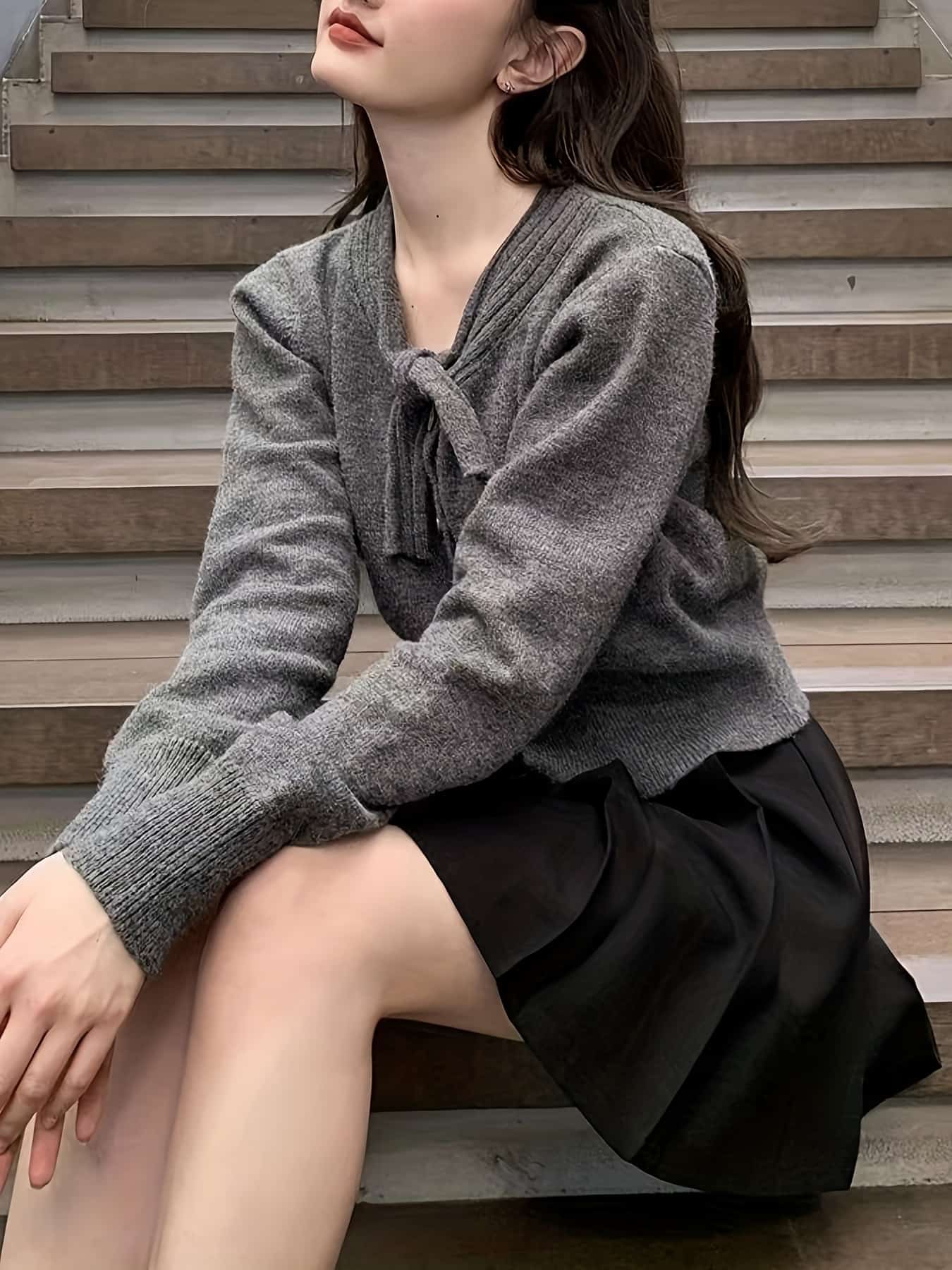 【全店30％OFF引き換え証があり】【シュロの葉青写真】 編み物 ジレー レディース 洋弓引き分け 向こう正面シュロの葉 長袖 遊撃手丈 トップス スウェーター 羽織り Ｖのど首 クロップド丈 無地 秋 冬 春 成年者好いたらしい 女子らしい 韓国流行り物 カジュ