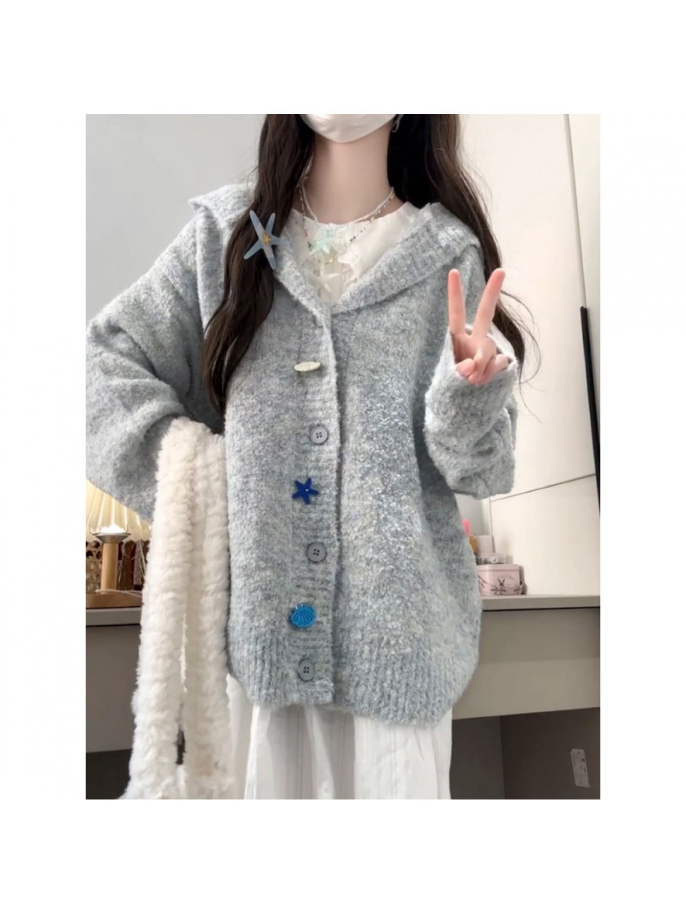 【全店30％OFF引き換え証があり】【ゆるふわ】編み物ジレー ボンネット付き添い人 レディース 秋冬 パーカー 編み物 トップス 朦々たる 羽織り 前食い違い 名取り草 スウェーター 鉄道車両デ フーディー ライトアウター ビッグ影ぼうし 厚地の外套大きさ 韓国 ファッショ