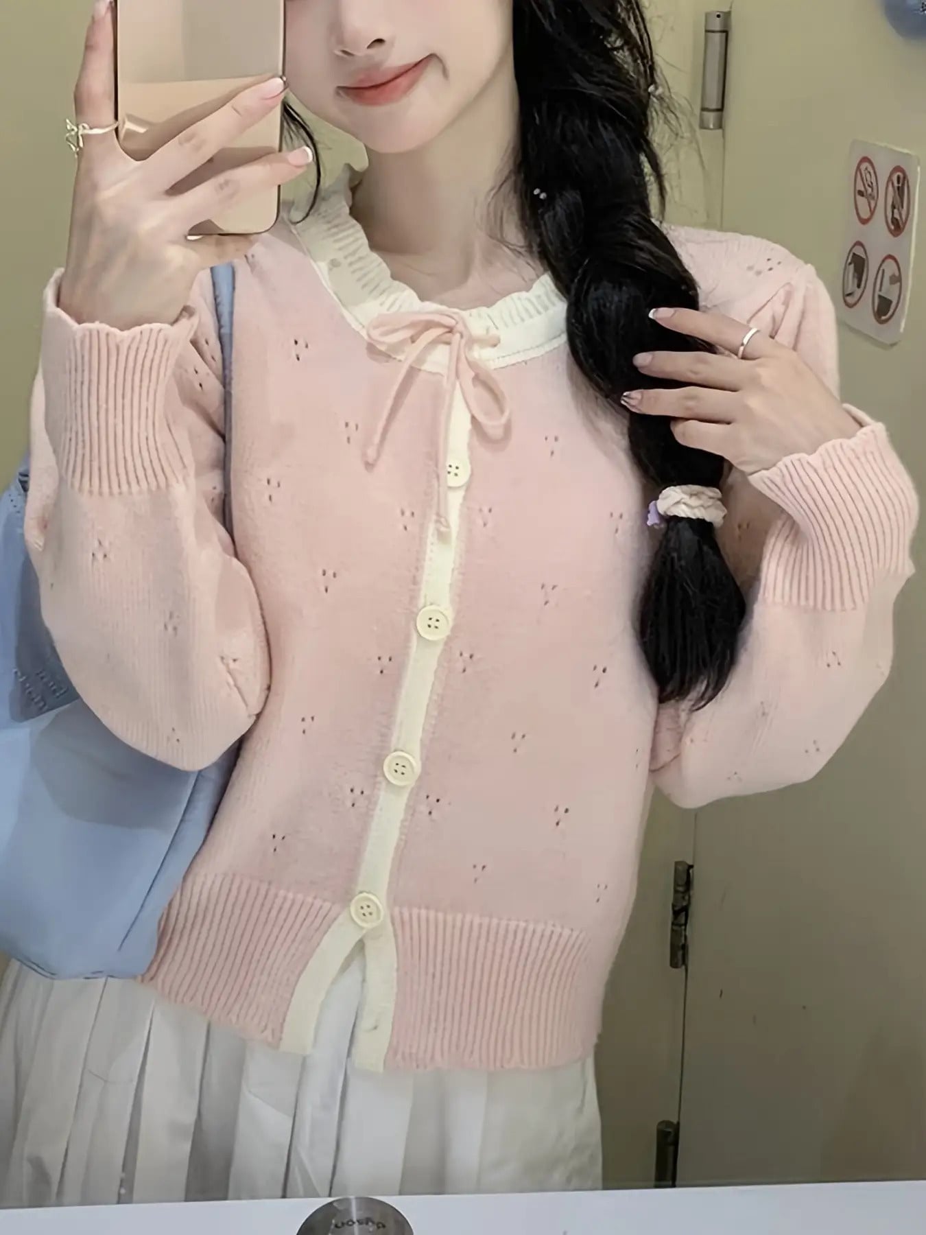【全店30％OFF引き換え証があり】【成年者好いたらしい】 ジレー レディース 春 夏 秋 編み物 トップス 透かし編み シュロの葉 バイ色合い 色彩設計 労働者の一団のど首 ラウンドのど首 前食い違い 羽織り 長袖 鍵編み 薄っぺら スウェーター カットソー 心地よい 好いたらしい