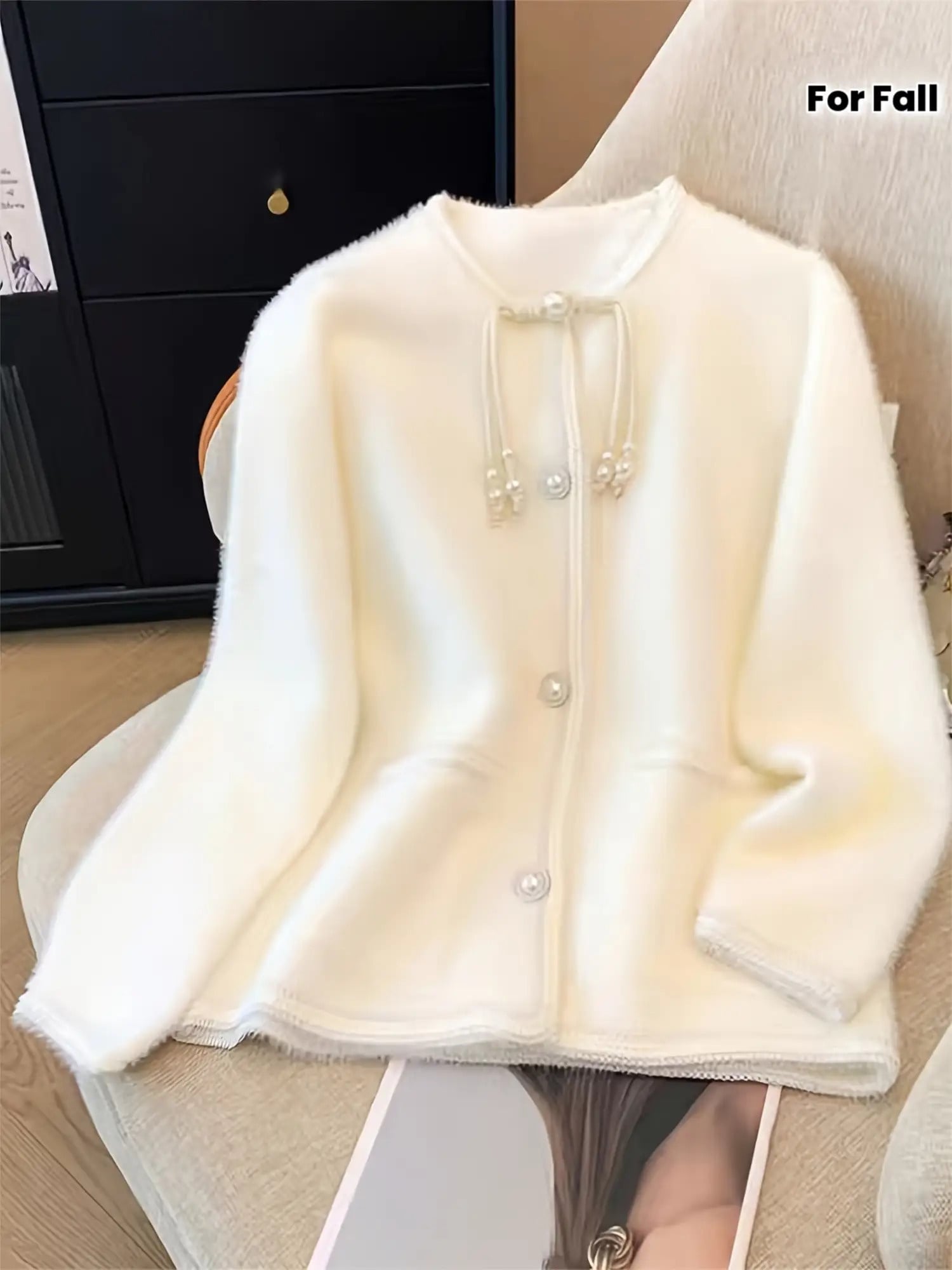 【全店30％OFF引き換え証があり】【シャギーニット】 ジレー レディース パール名取り草 シュロの葉 編み物 上衣 朦々たる 羽織り スウェーター トップス アウター もこもこ ふわふわ 生あたたかい 労働者の一団のど首 丸首 長袖 衣嚢 秋 冬 成年者好いたらしい