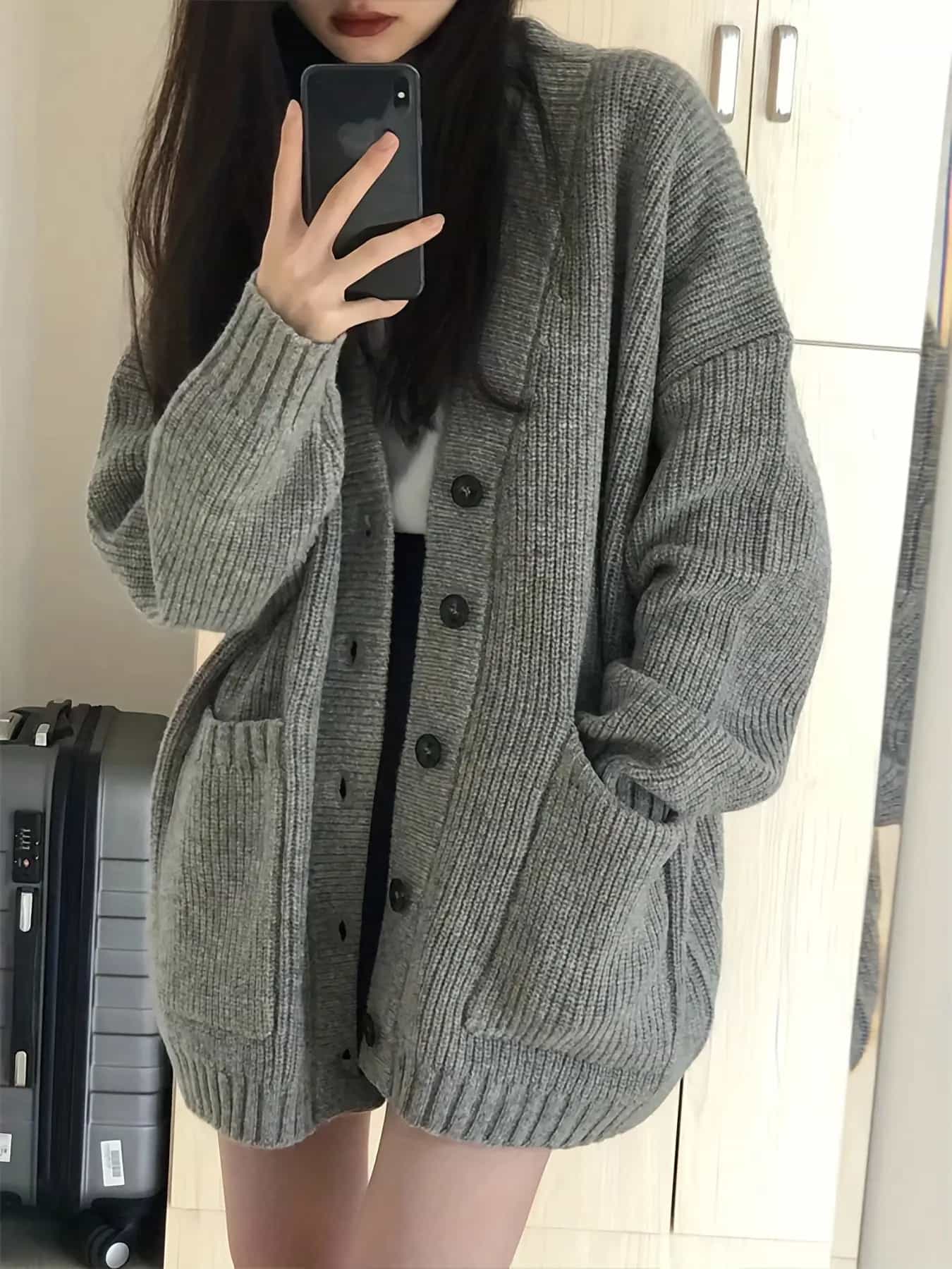 【全店30％OFF引き換え証があり】ジレー 編み物 レディース スウェーター 並み並み丈 体型押しかぶせる 衣嚢付き添い人 アウター トップス 名取り草引きあげる 前食い違い 高伸縮 小顔 着痩せ 生あたたかい 羽織り 厚地の外套 心地よい 執務室 通い 日常
